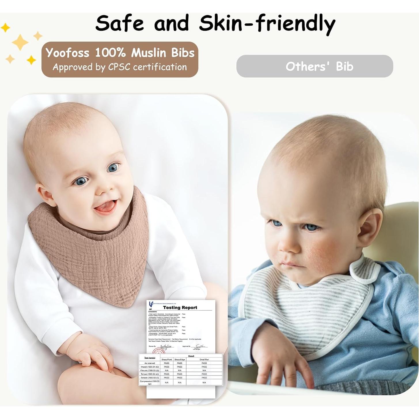 Baberos de Muselina Yoofoss 10 Pzas 100% Algodón Orgánico 6 Capas