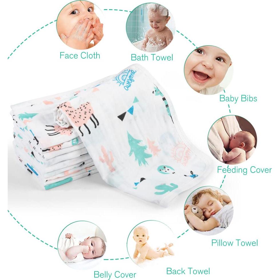 Paños de Eructar para Bebé Yoofoss 10 Piezas 100% Algodón Orgánico