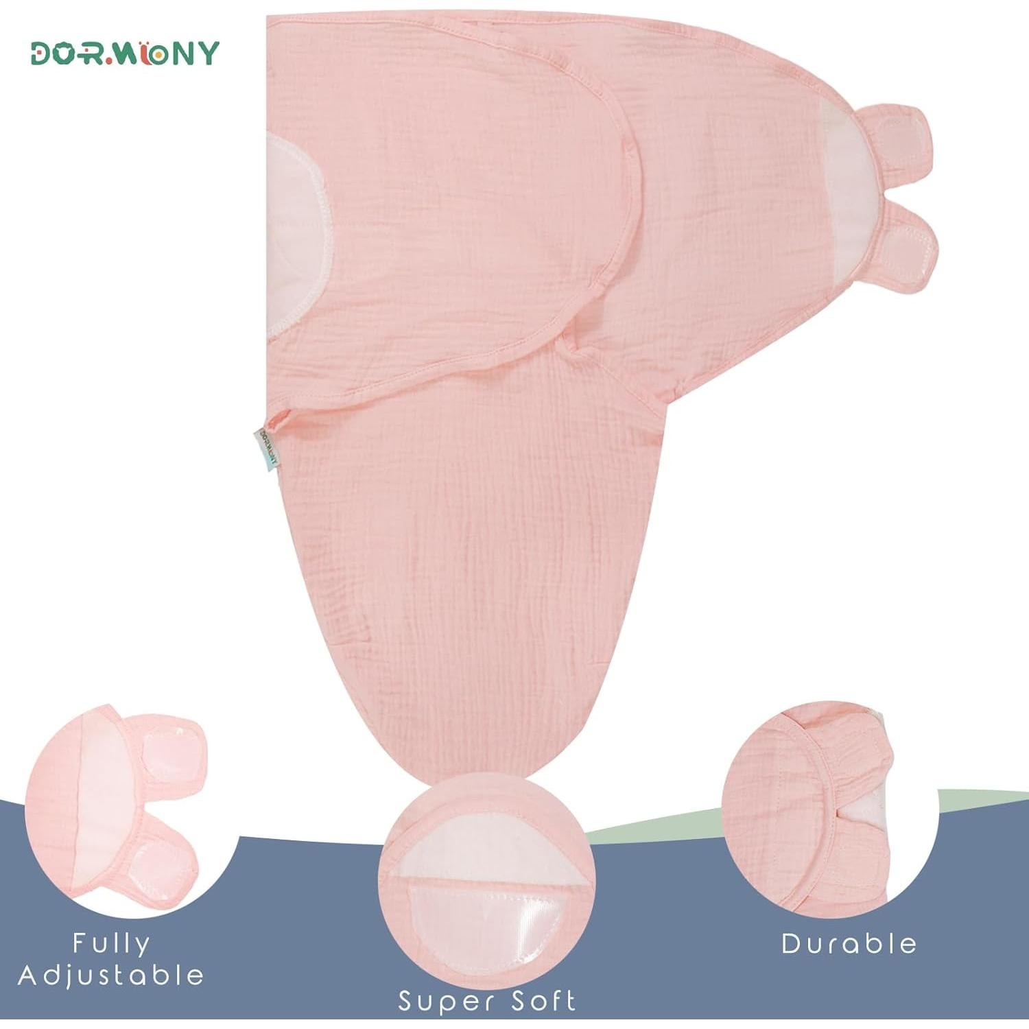 Organic Ultra Soft Muslin Baby Swaddles for Newborn Babies, 3-Pack Adjustable Infant Sleep Sack wrap (Gentle Style, 0-3 Months)