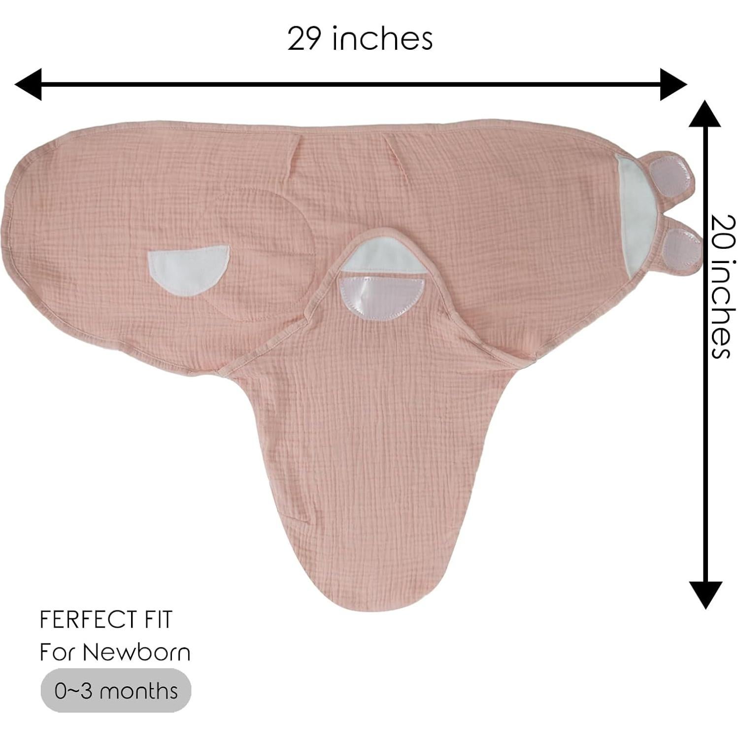 Organic Ultra Soft Muslin Baby Swaddles for Newborn Babies, 3-Pack Adjustable Infant Sleep Sack wrap (Gentle Style, 0-3 Months)