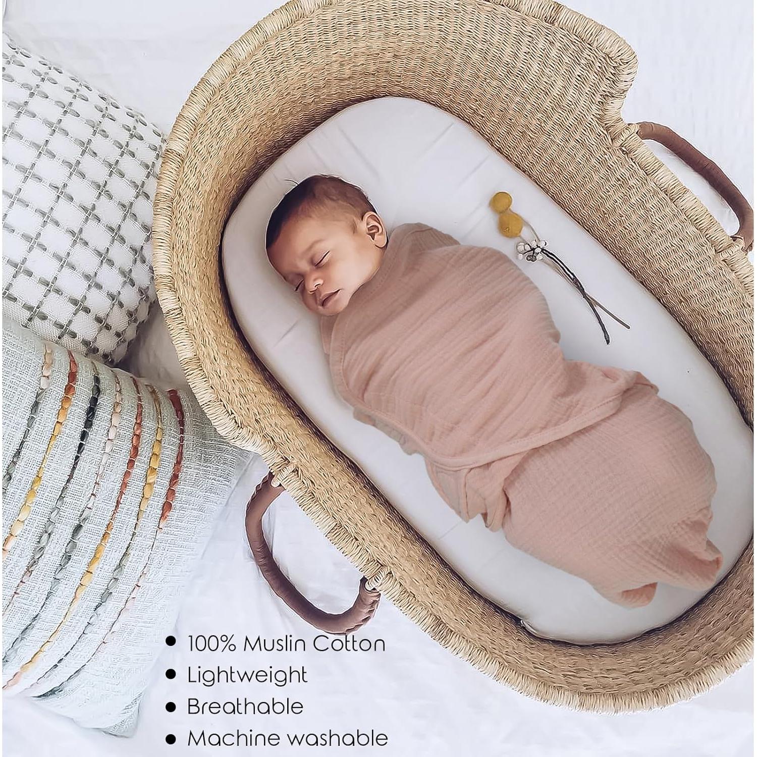 Organic Ultra Soft Muslin Baby Swaddles for Newborn Babies, 3-Pack Adjustable Infant Sleep Sack wrap (Gentle Style, 0-3 Months)