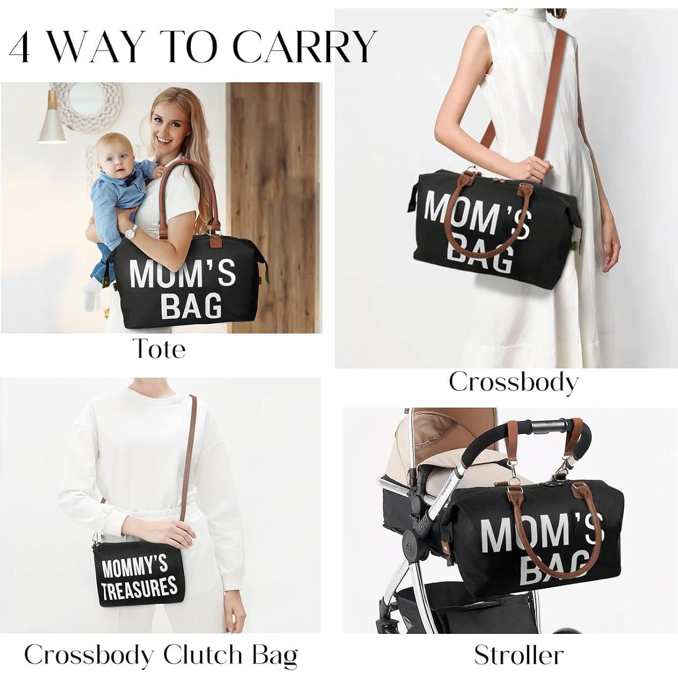 Bolsa de Pañales Printe 6 Pcs Negra con Almohadilla y Accesorios