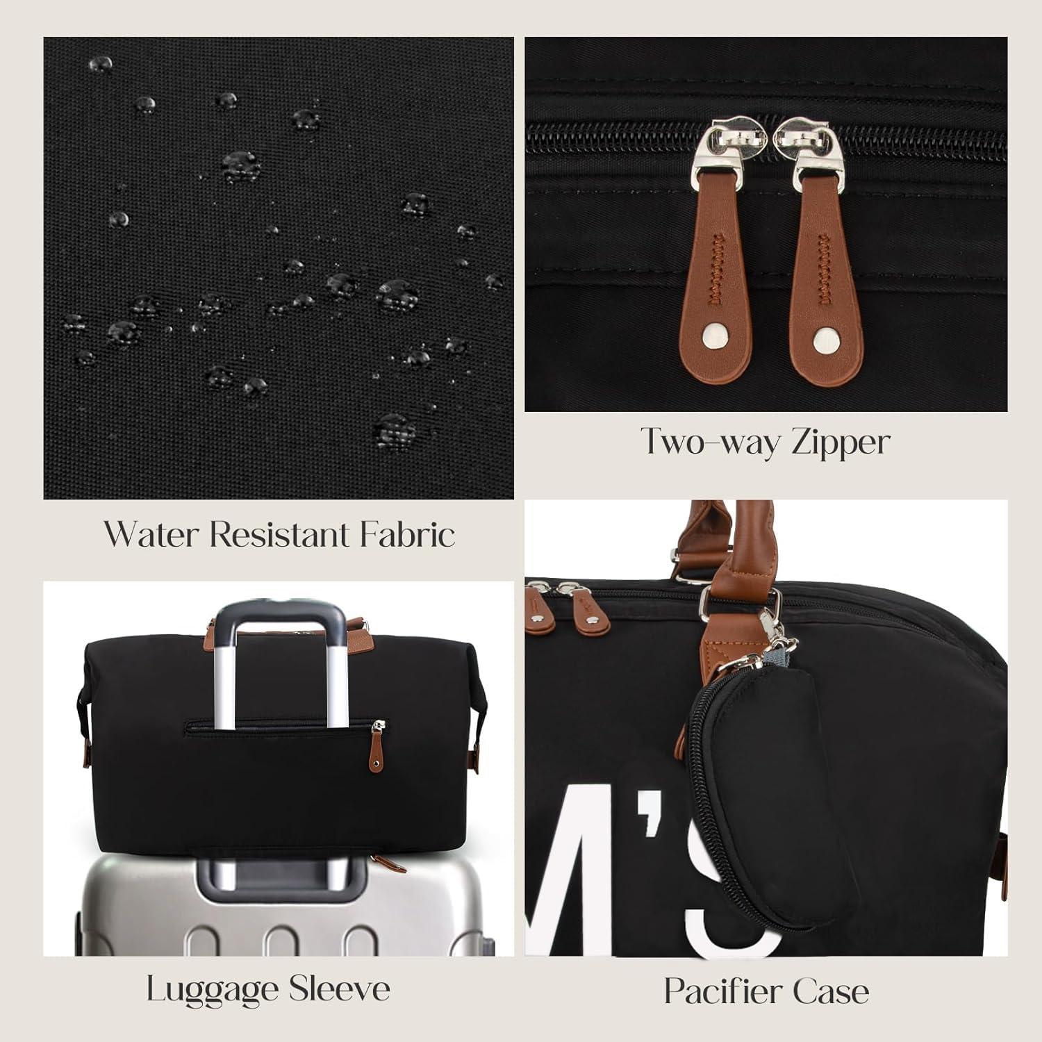 Bolsa de Pañales Printe 6 Pcs Negra con Almohadilla y Accesorios