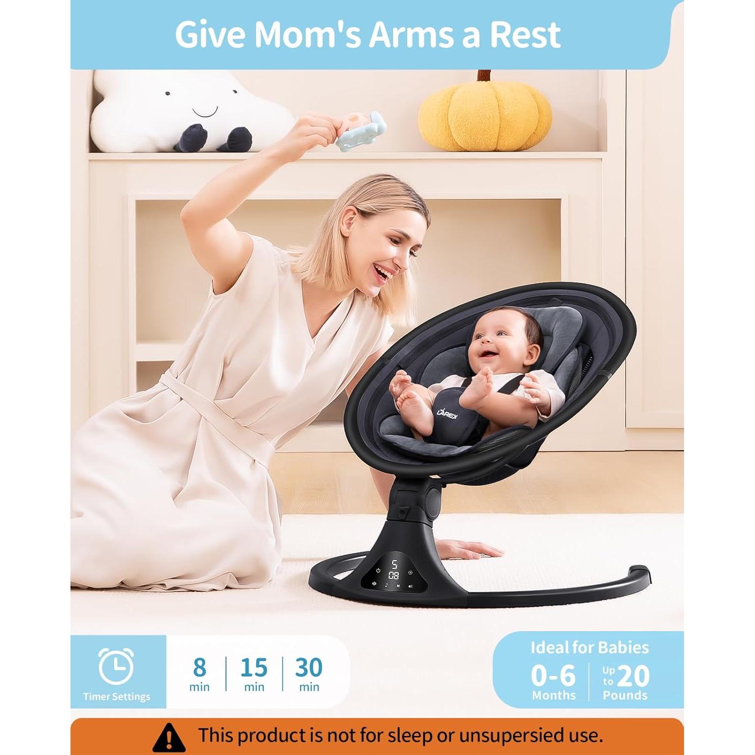 Columpio Eléctrico LAREX para Bebés 0-6 Meses 5 Velocidades