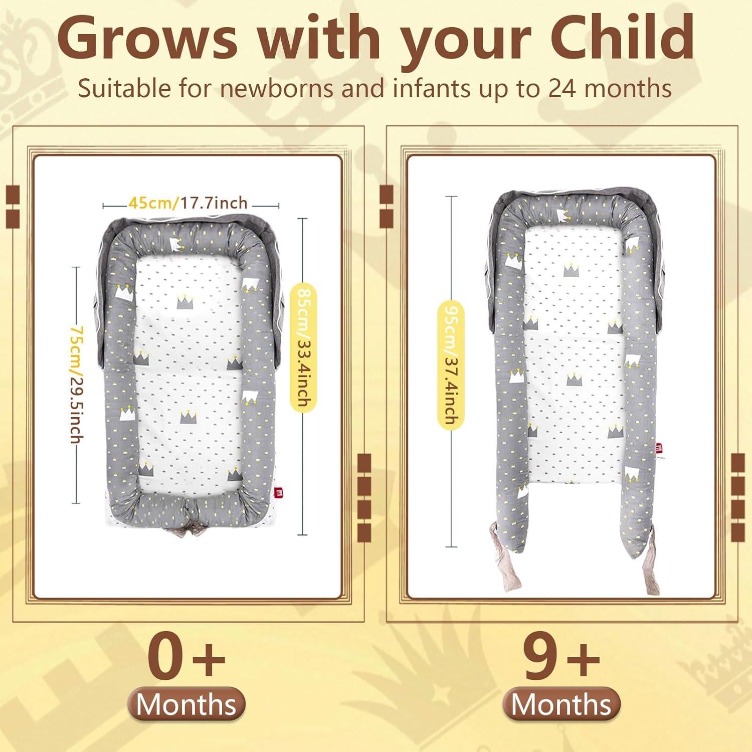 Cojín Infantil Portátil Algodón Transpirable 0-24 Meses - Corona