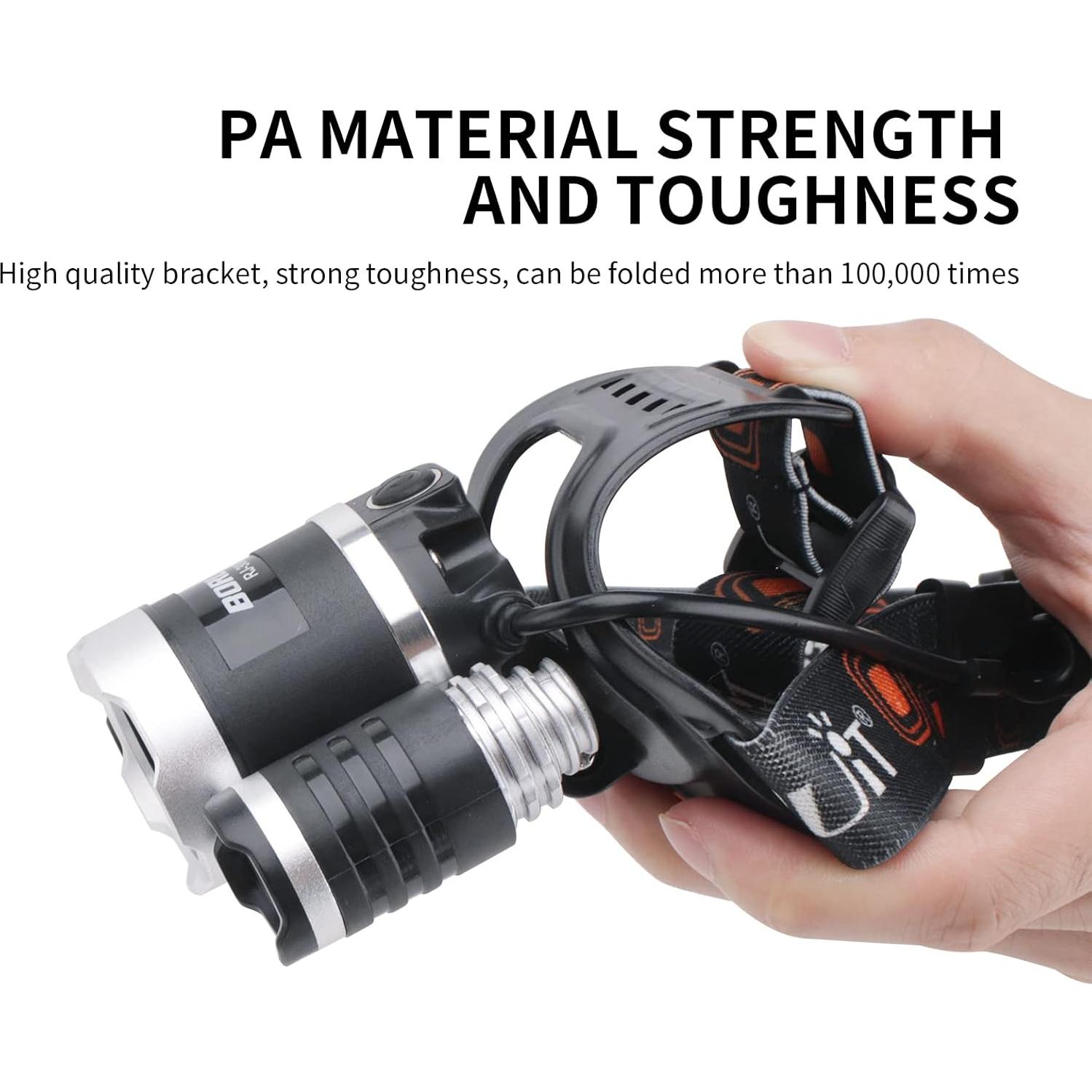 Linterna Frontal BORUIT RJ-3000 LED 5000 Lúmenes Verde