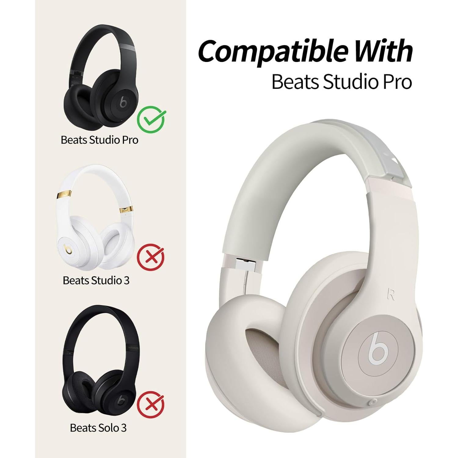 Funda de Silicona WADVCU para Auriculares Beats Studio Pro - Protección Antirayaduras Albaricoque