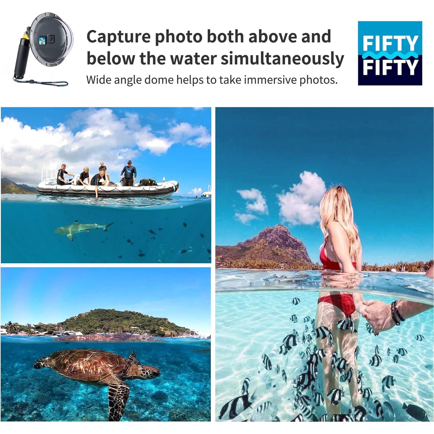 Puerto de Domo Submarino YALLSAME para GoPro Hero 9-13, 45m