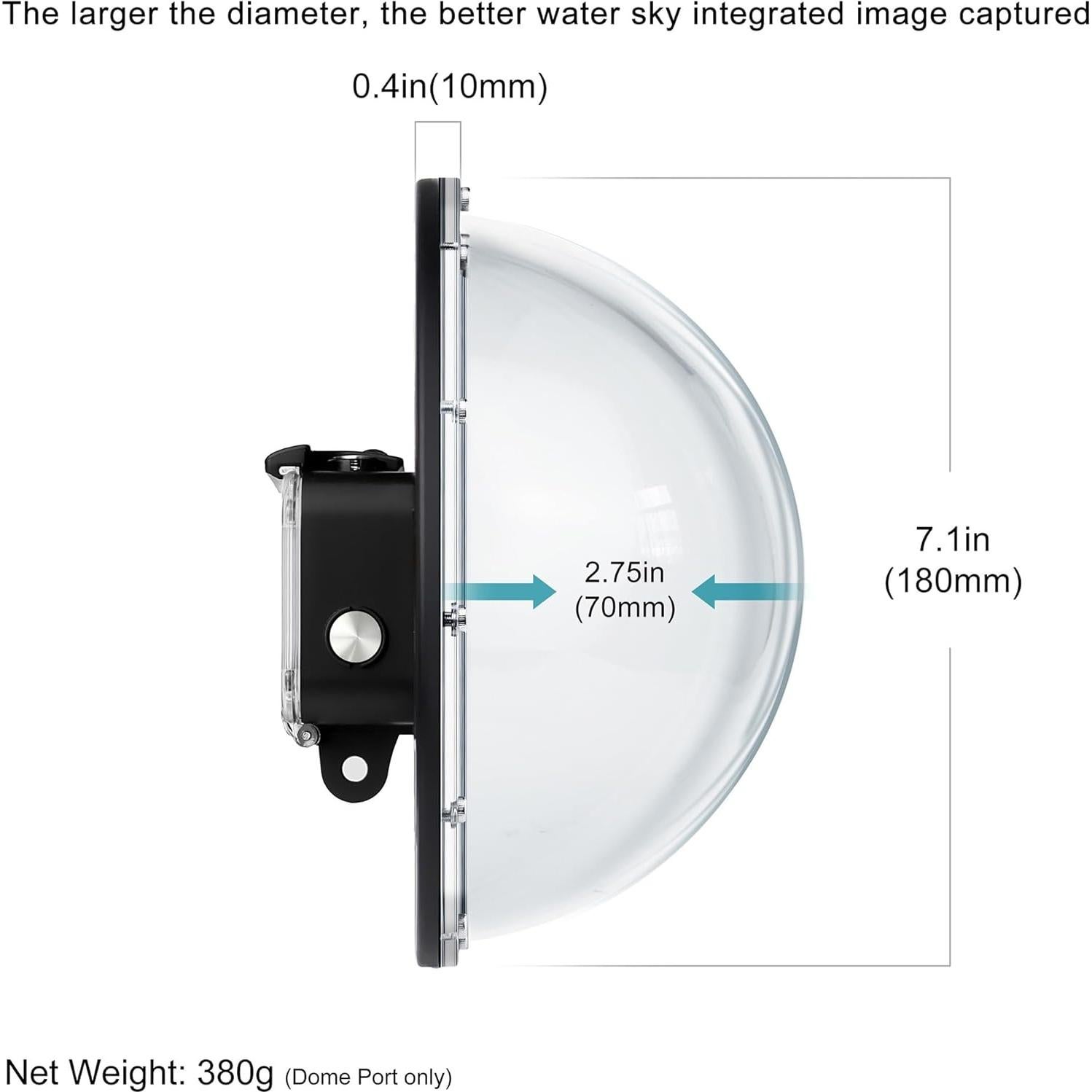 Puerto de Domo Submarino YALLSAME para GoPro Hero 9-13, 45m