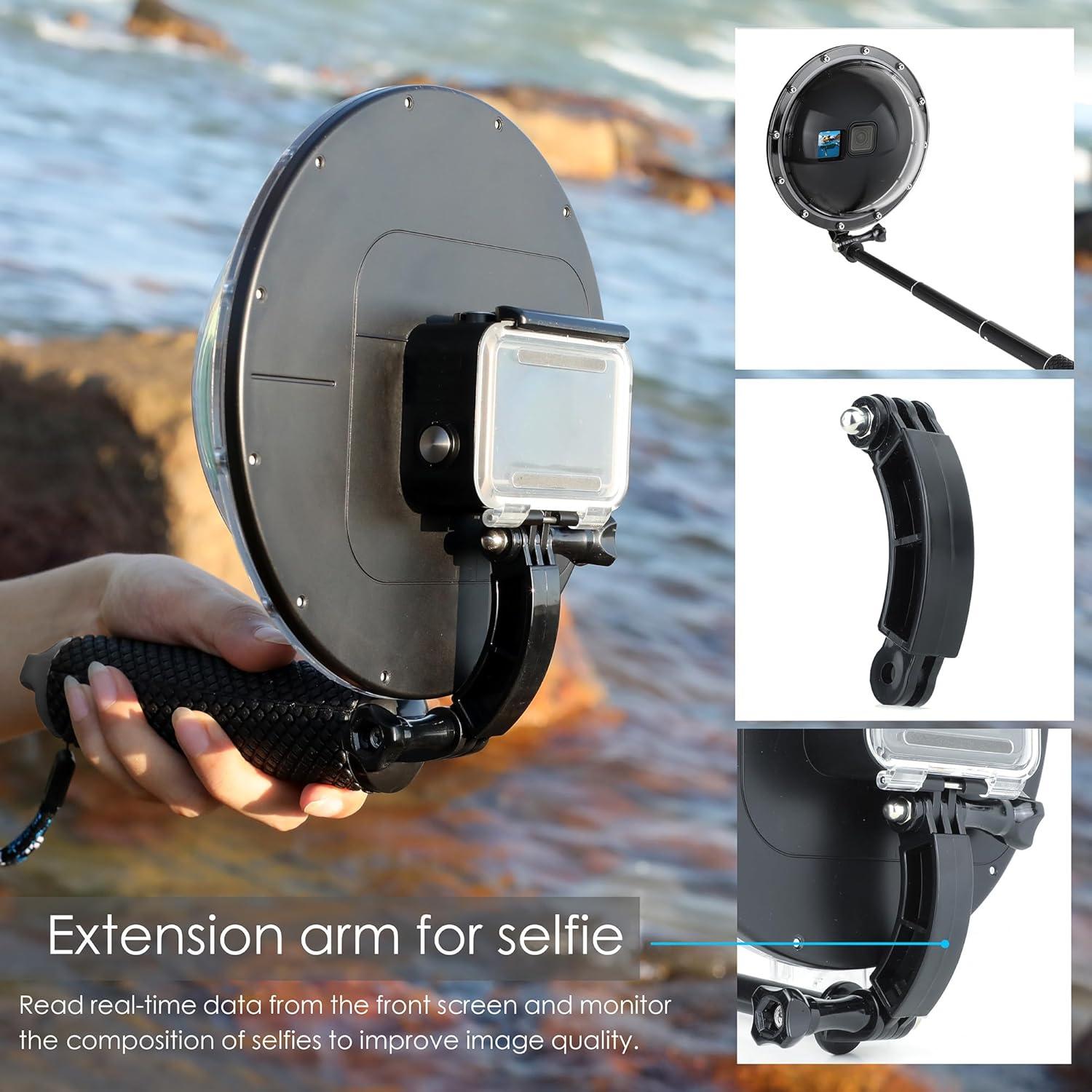 Puerto de Domo Submarino YALLSAME para GoPro Hero 9-13, 45m