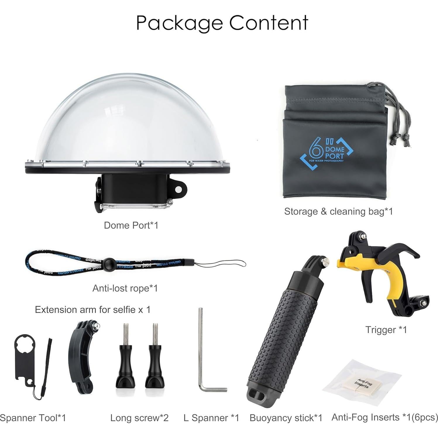 Puerto de Domo Submarino YALLSAME para GoPro Hero 9-13, 45m