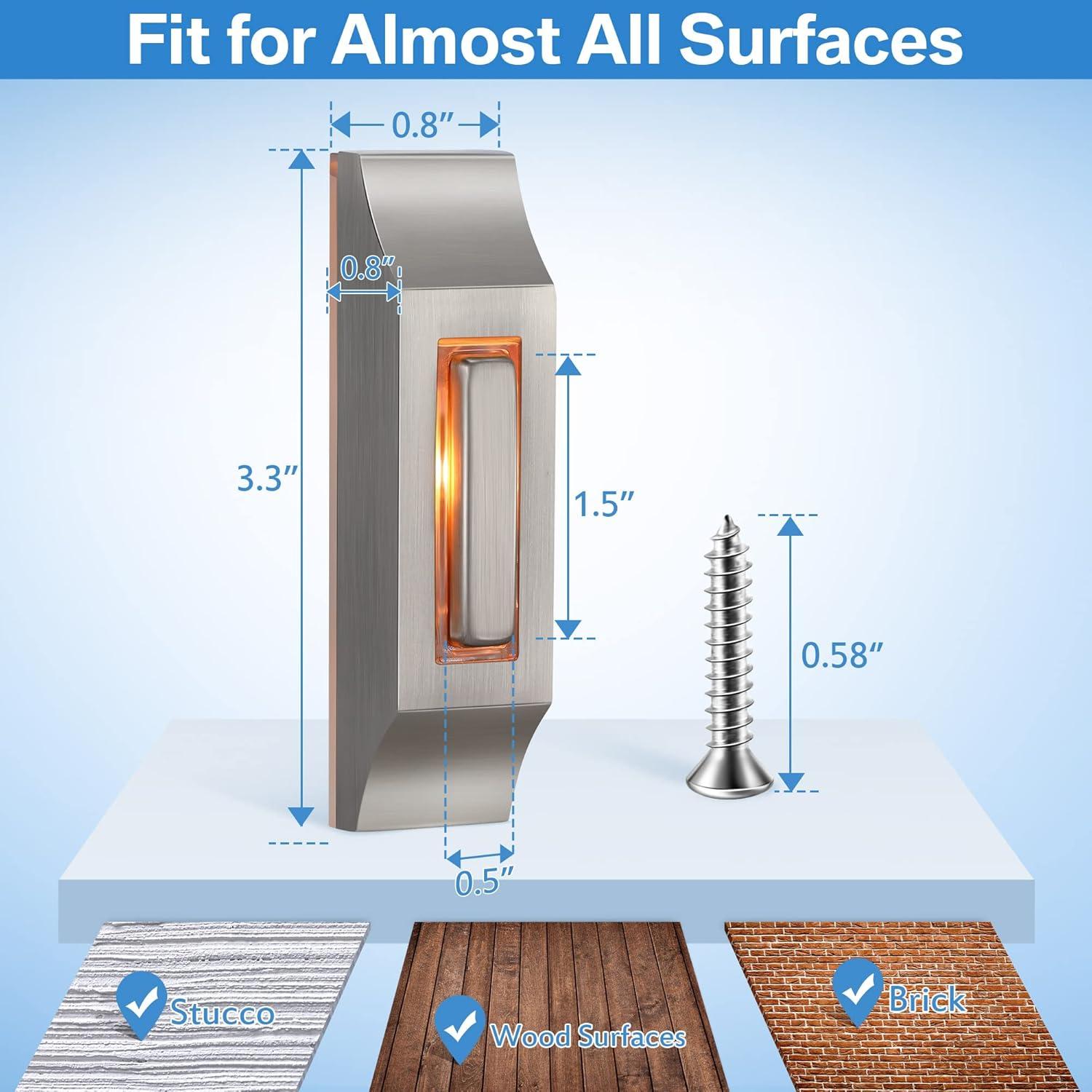 Botón de Timbre de Metal Enhon con Luz LED Cálida