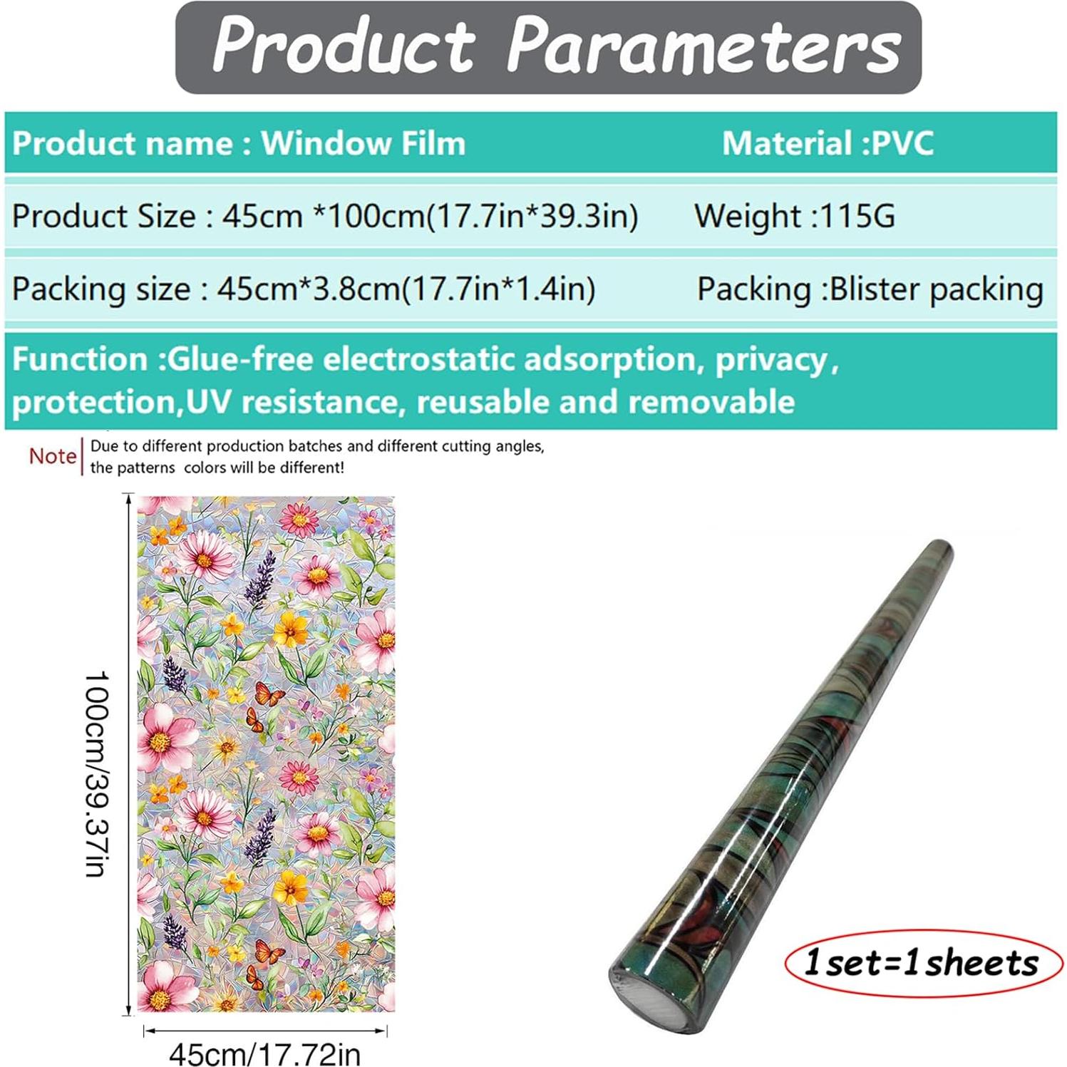 Película de Privacidad para Ventanas WBQMUNY 100x45 cm Vinilo