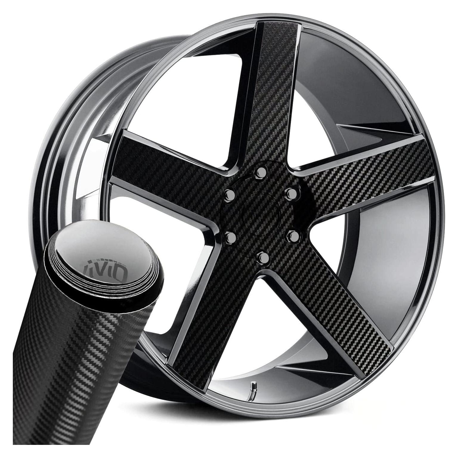 Vinilo Adhesivo VViViD para Rines Carbono Negro 4 Hojas 60.96x76.2cm