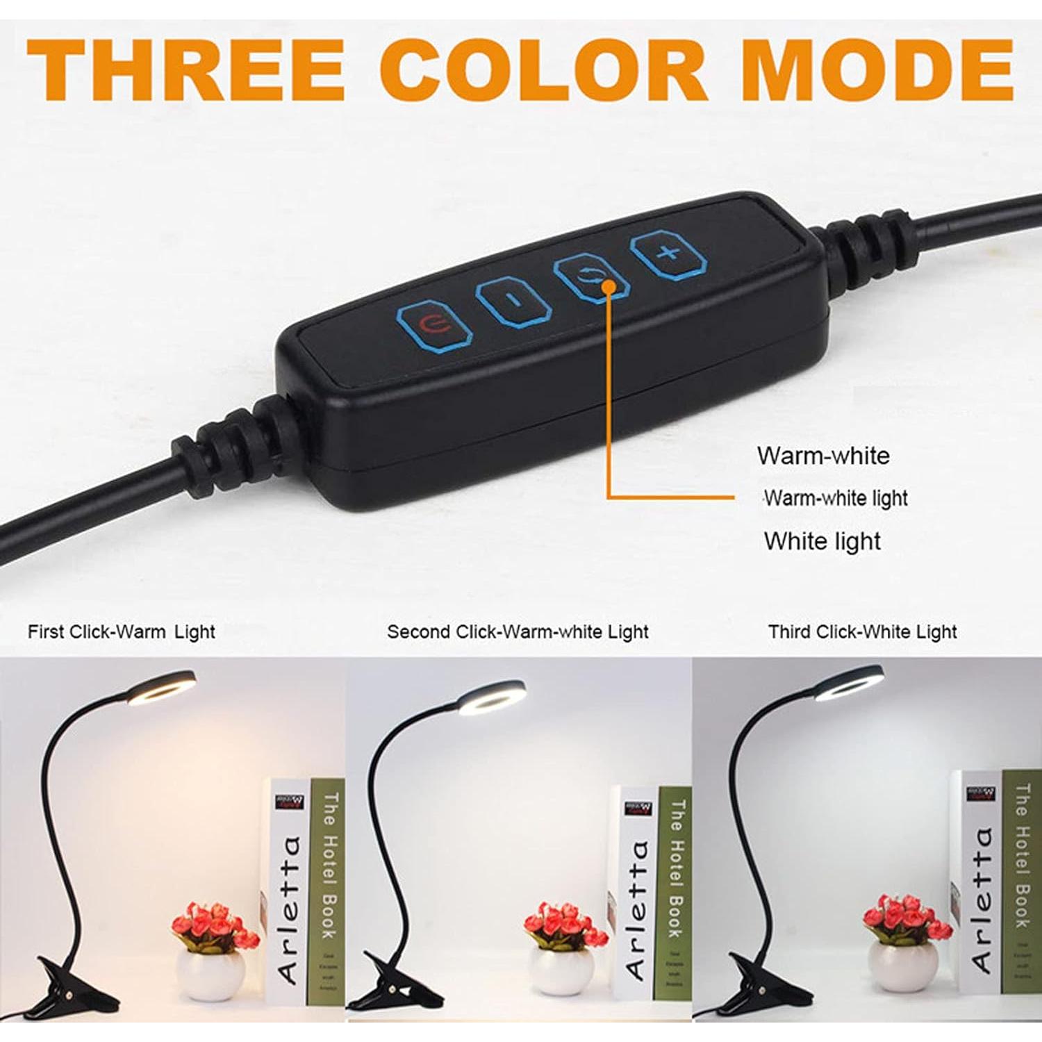 Lámpara de lectura LED con clip Liyouduo, 50cm, 3 colores