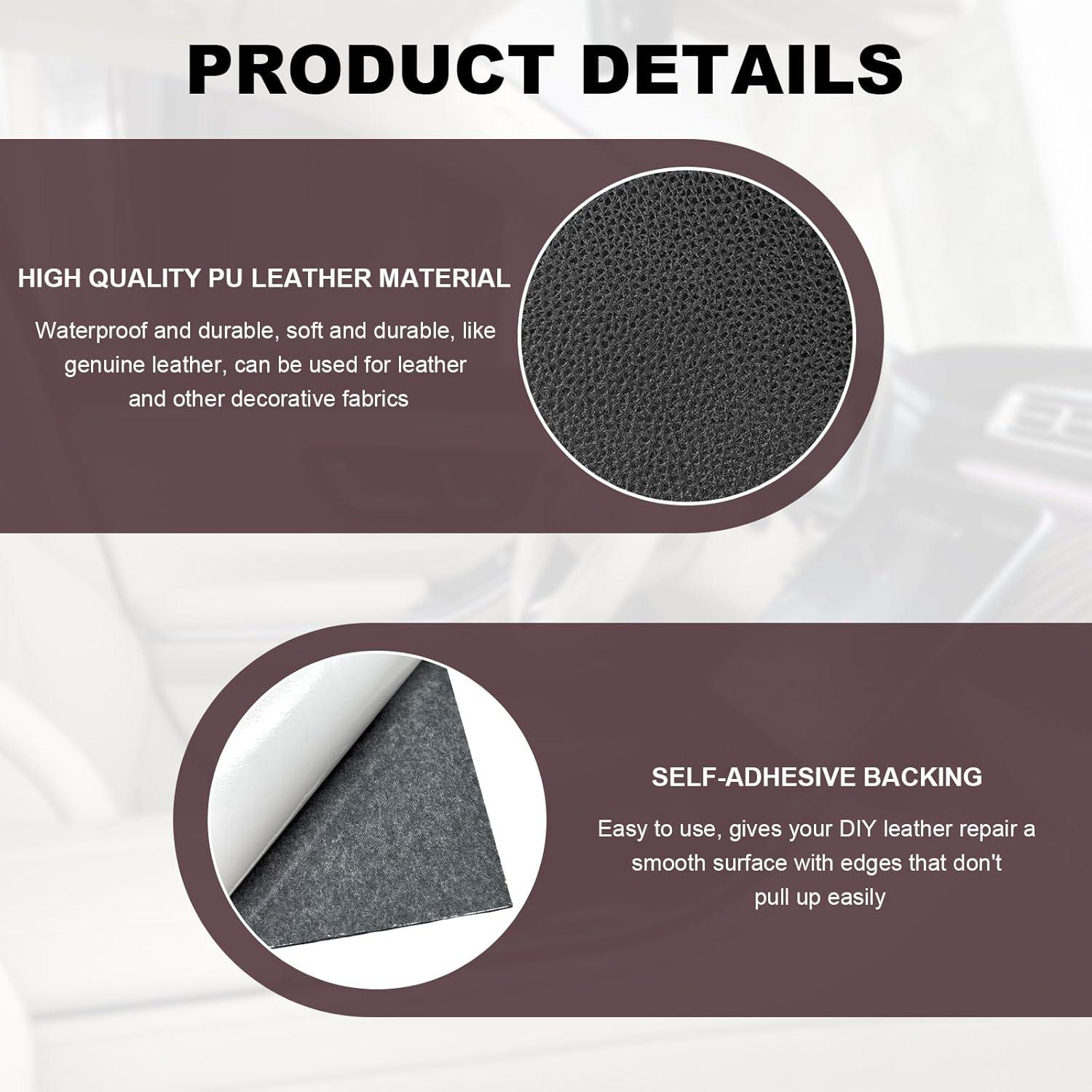 Cinta de Reparación de Cuero FSTURIOS 10x20 cm 2 Piezas Negro