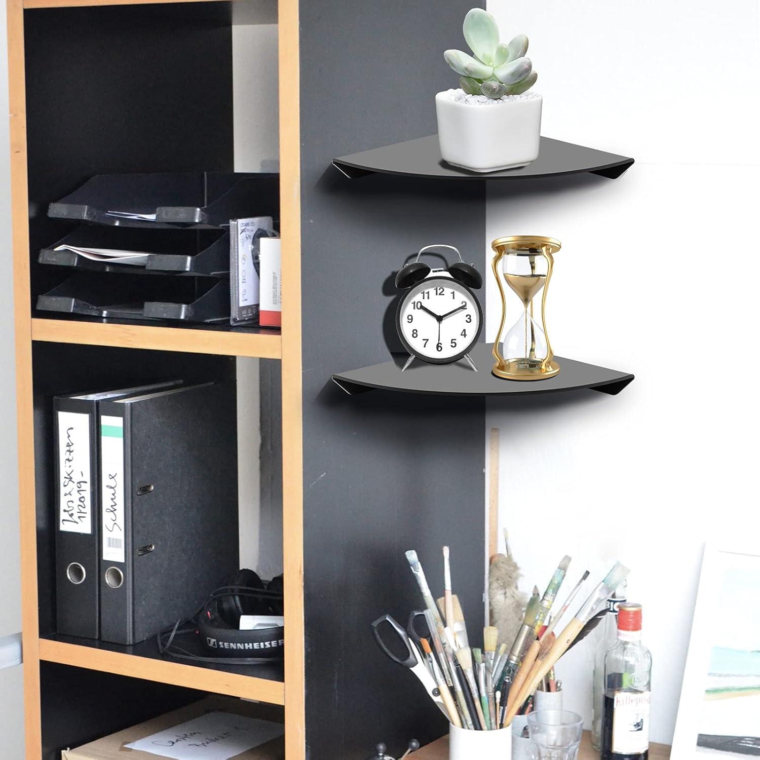 Estantes de Esquina Flotantes Cosmos 2 Pcs Acrílico Negro 45.72 cm