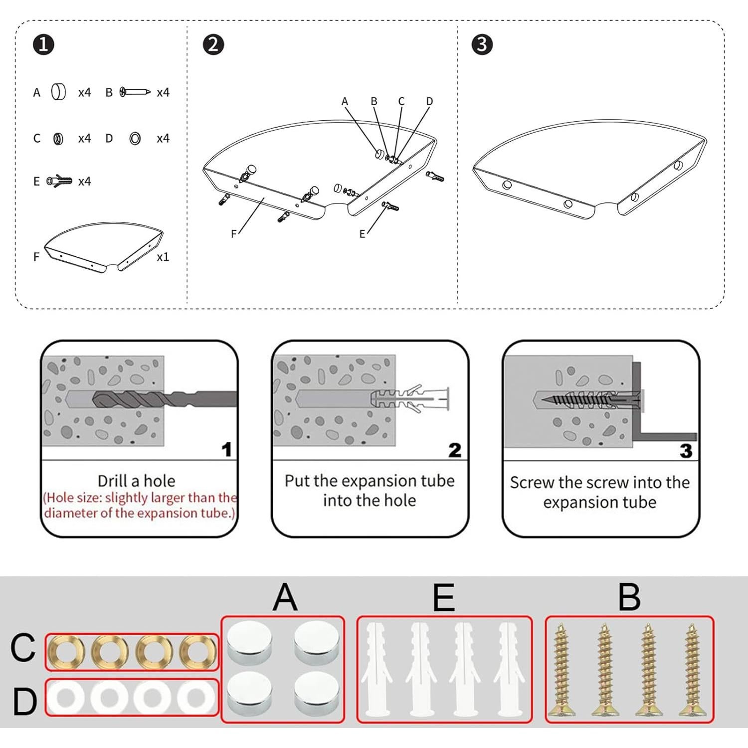 Estantes de Esquina Flotantes Cosmos 2 Pcs Acrílico Negro 45.72 cm