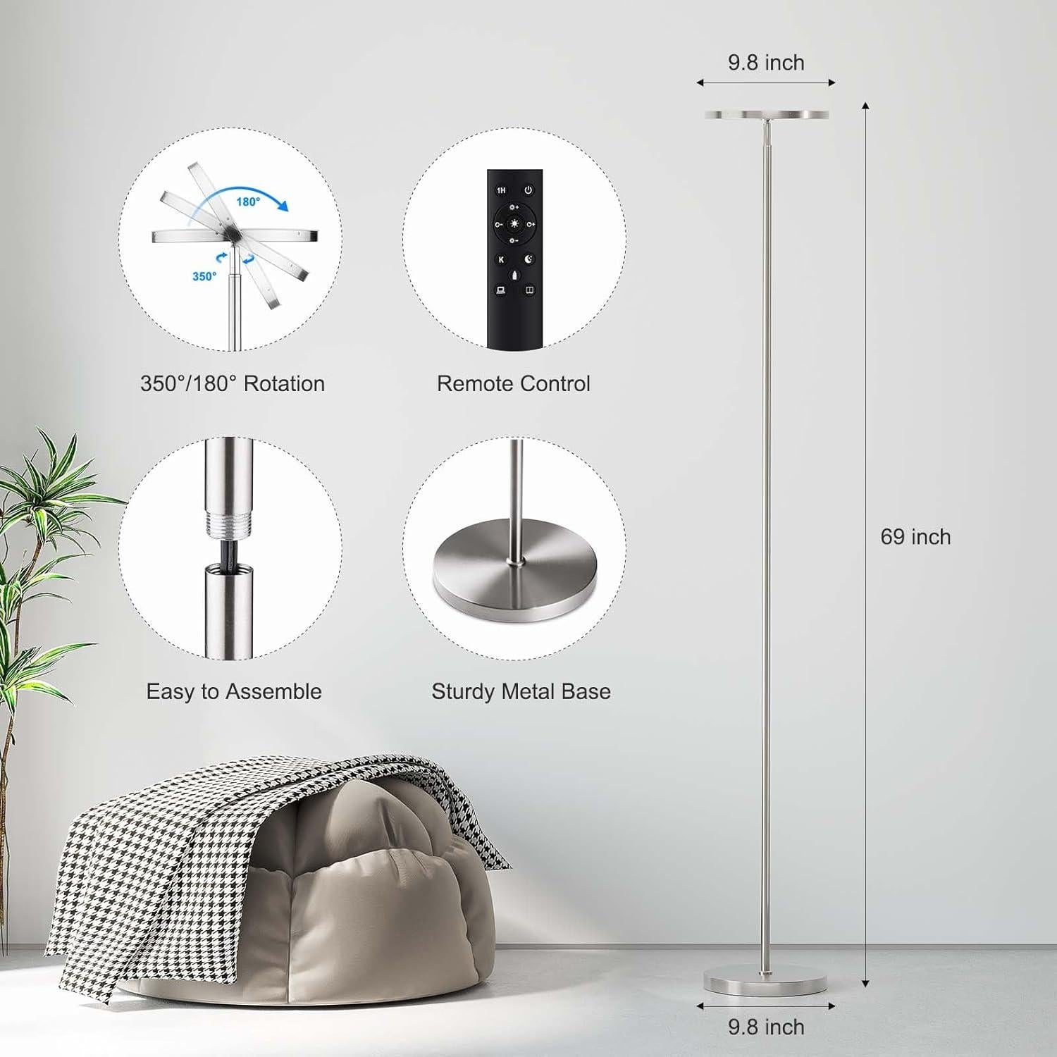 Lámpara de Pie LED SUNMORY 32W 3000LM con Control Remoto