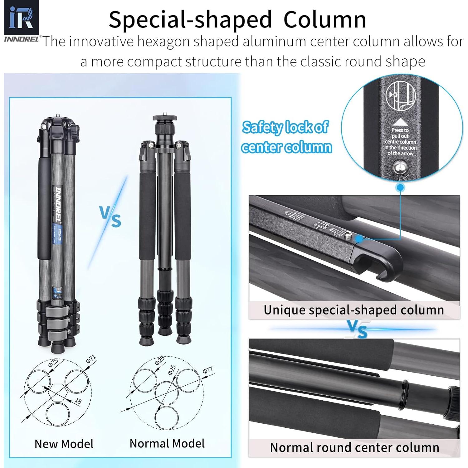 Trípode de Viaje INNOREL P254CF 60" Fibra de Carbono 12kg