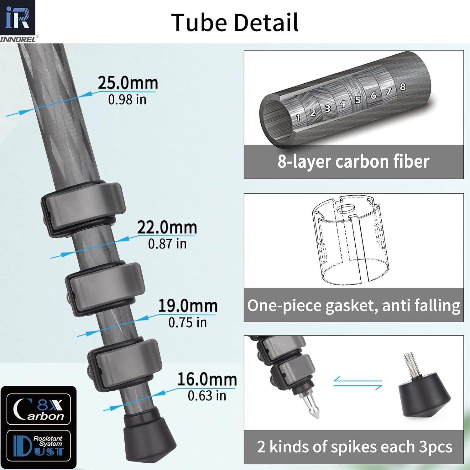 Trípode de Viaje INNOREL P254CF 60" Fibra de Carbono 12kg