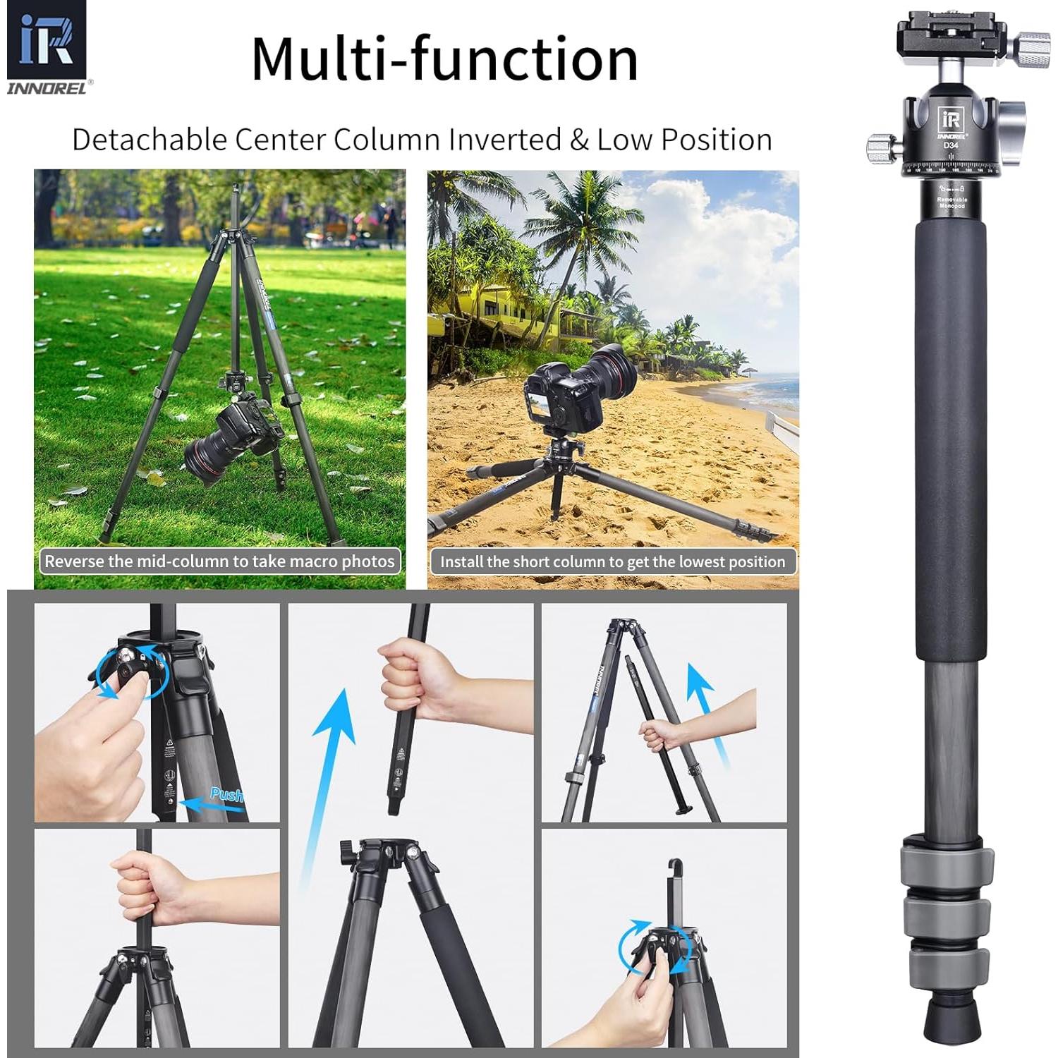 Trípode de Viaje INNOREL P254CF 60" Fibra de Carbono 12kg