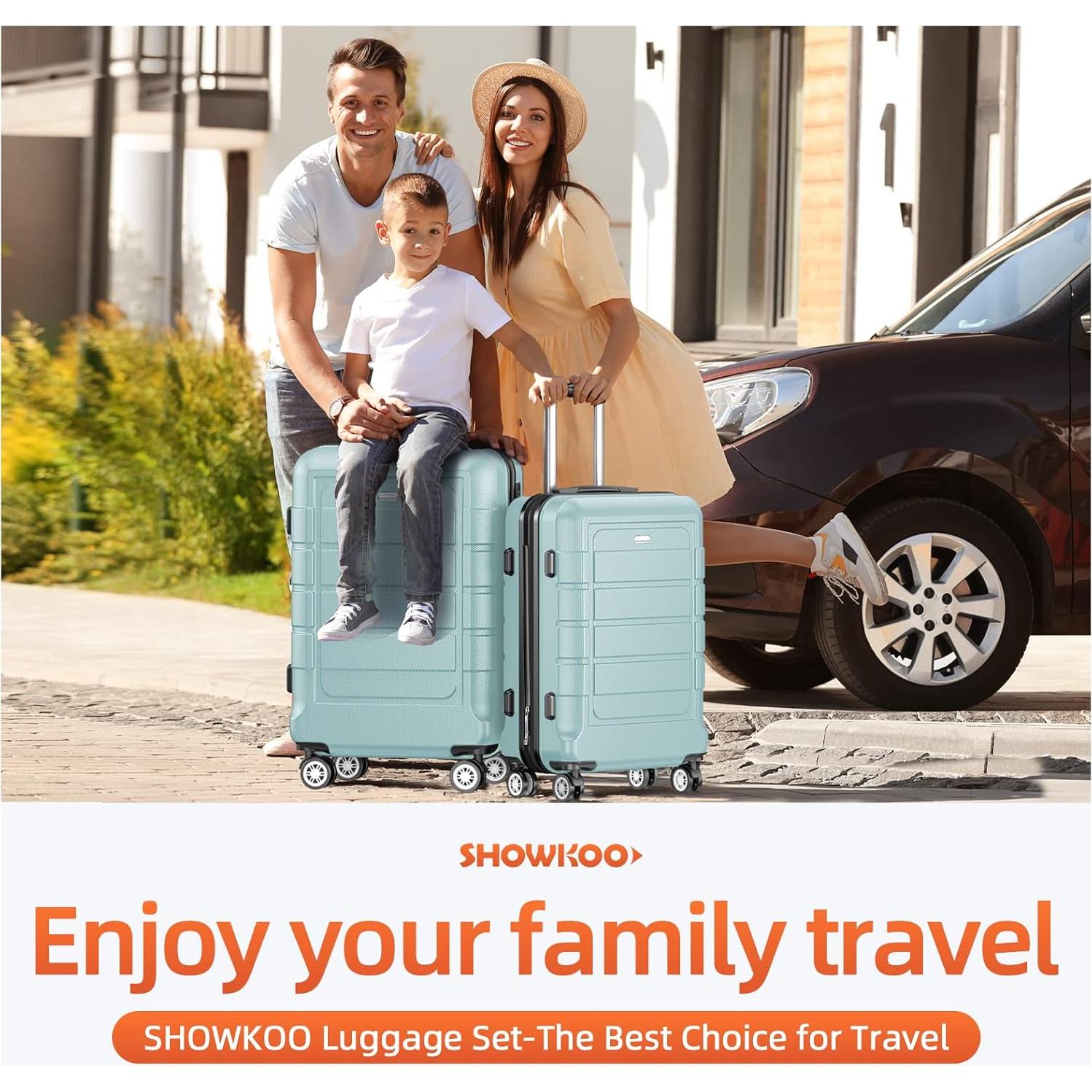 SHOWKOO Juego de Maletas Expandibles 20-28" Verde Menta