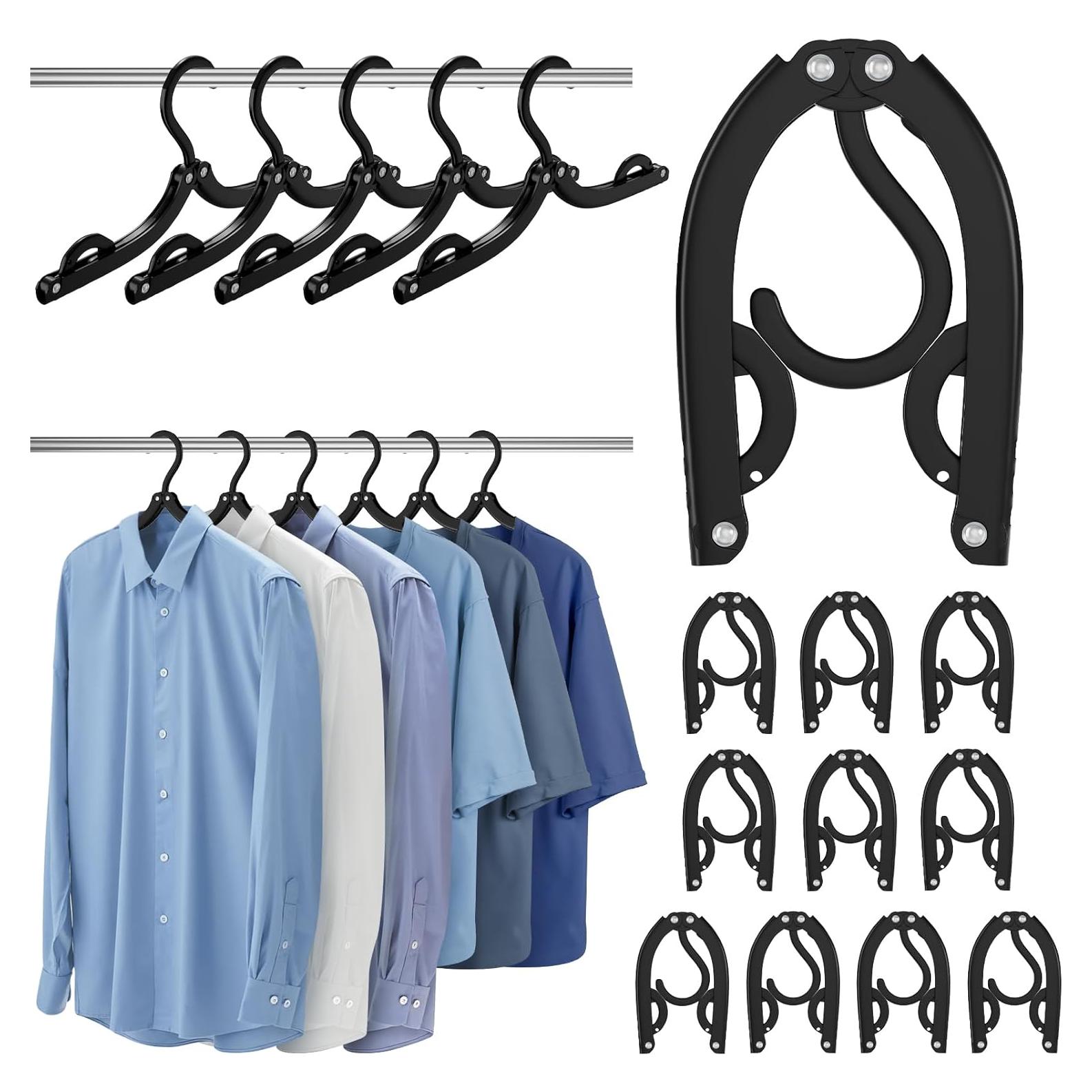 10 Perchas Portátiles de Viaje Plegables Eunhdet - Negro