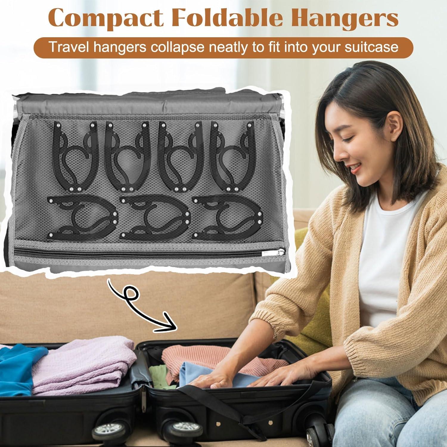 10 Perchas Portátiles de Viaje Plegables Eunhdet - Negro