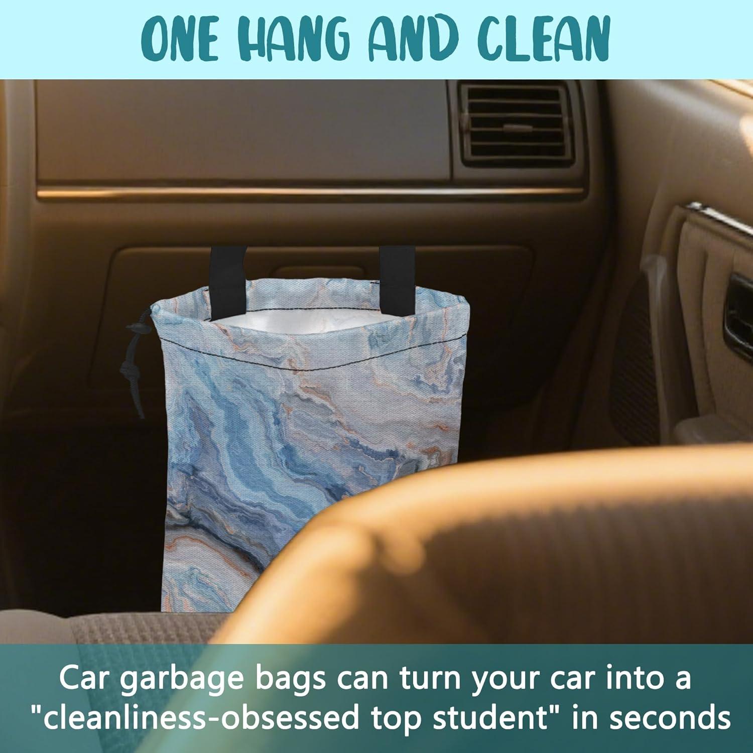 Bolsa de Basura para Auto KXWQTRDD Mármol Abstracto Azul y Dorado