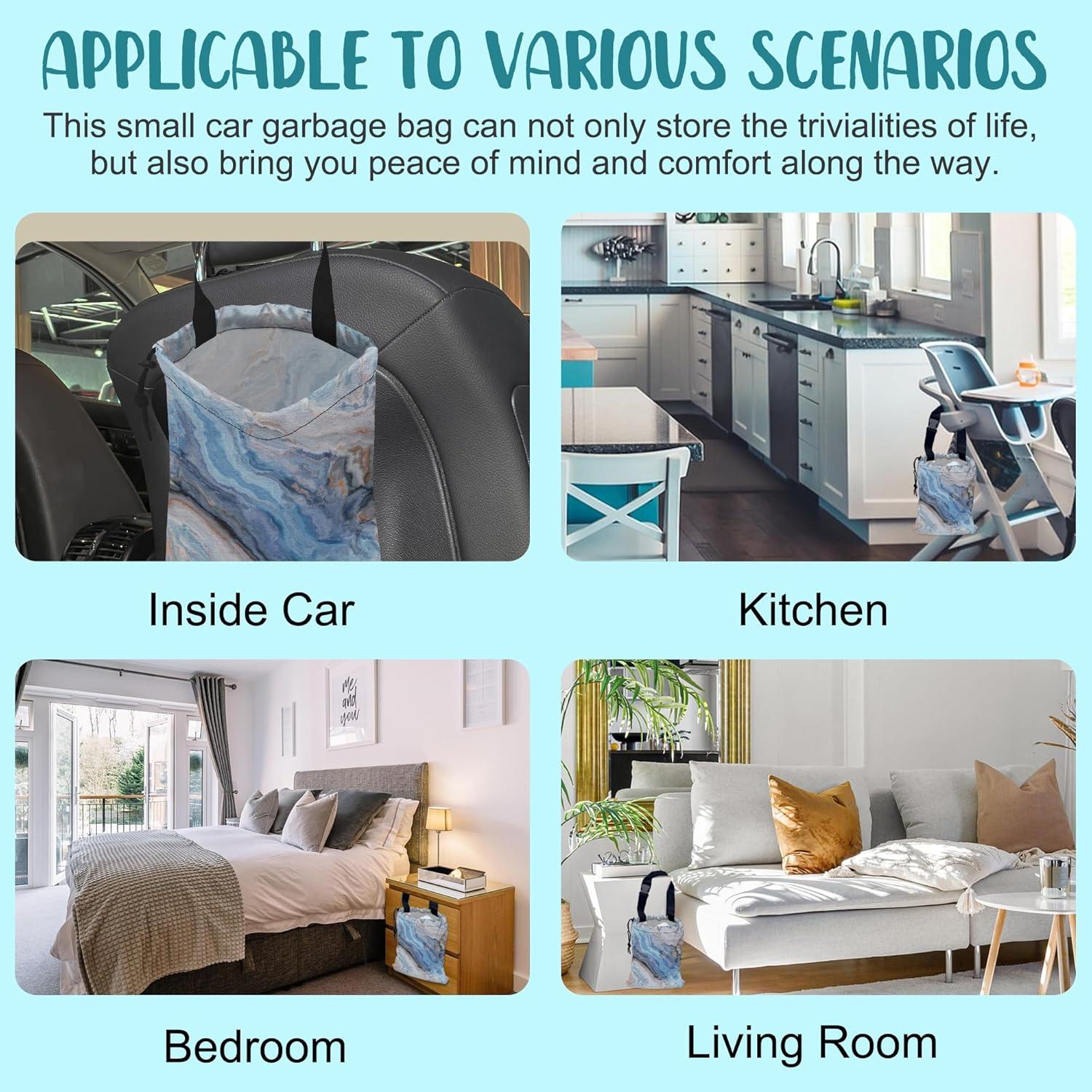 Bolsa de Basura para Auto KXWQTRDD Mármol Abstracto Azul y Dorado