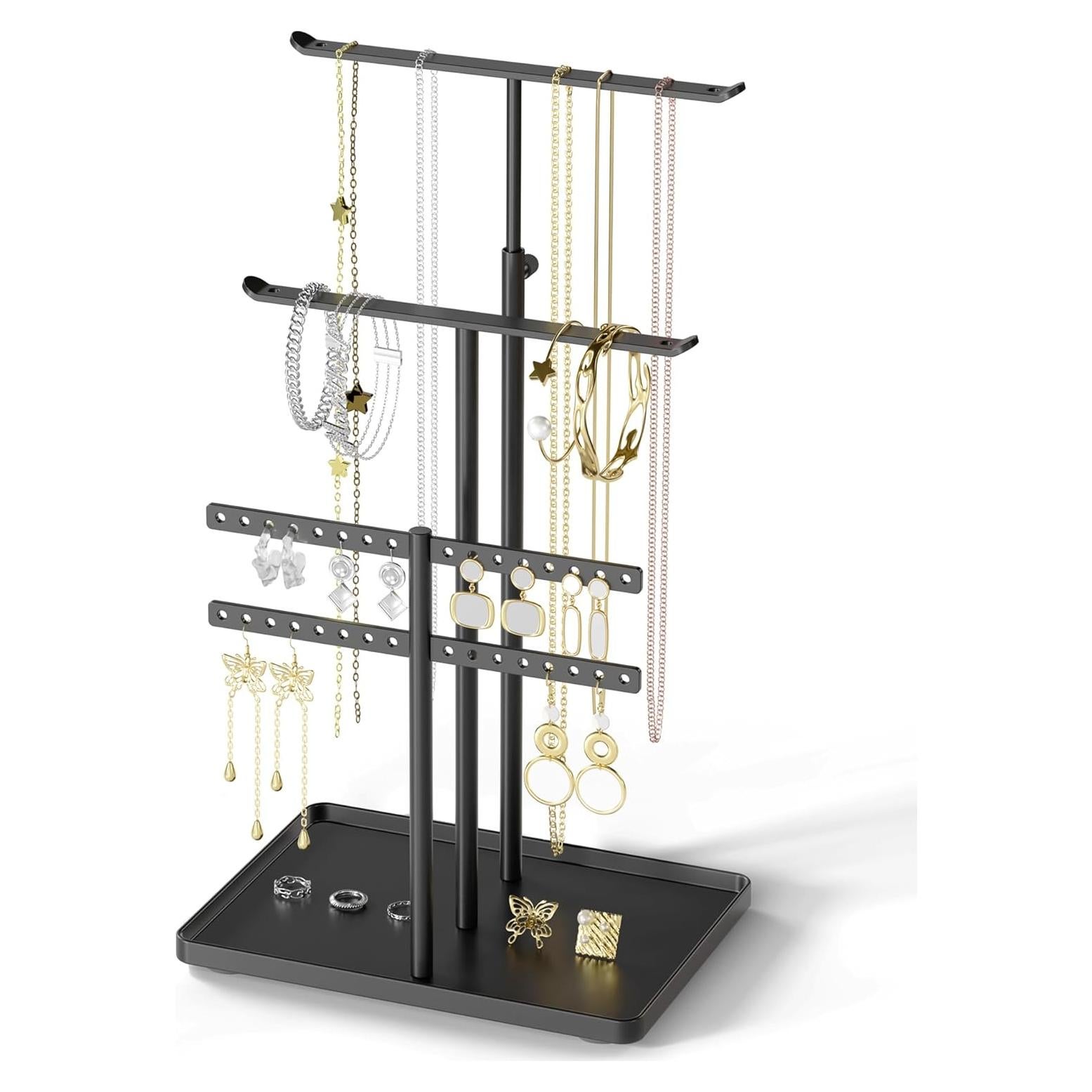 Soporte Organizador de Joyería Susswiff Ajustable 44 cm Metal Negro