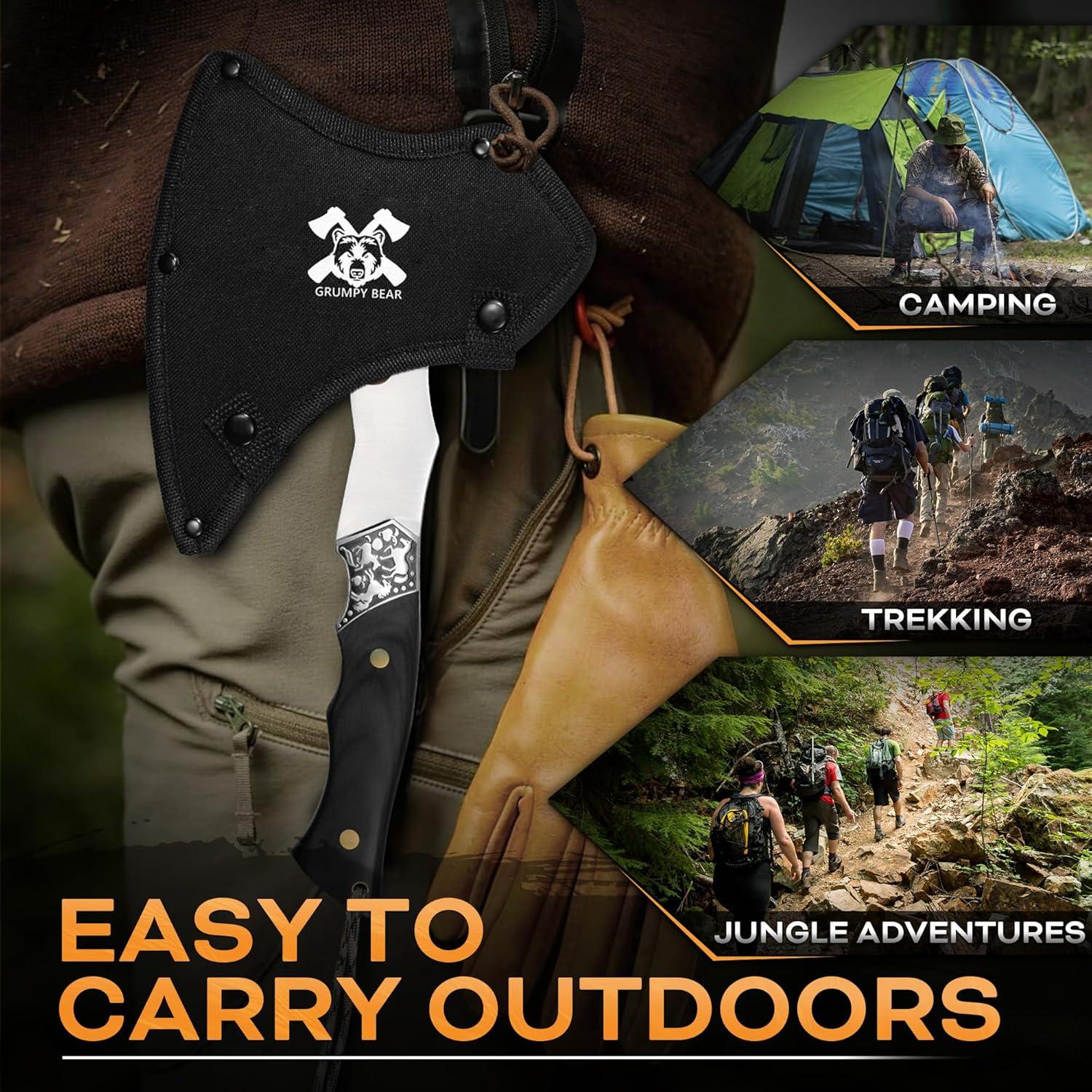 Hacha de Camping Grumpy Bear con Hoja de Acero al Carbono