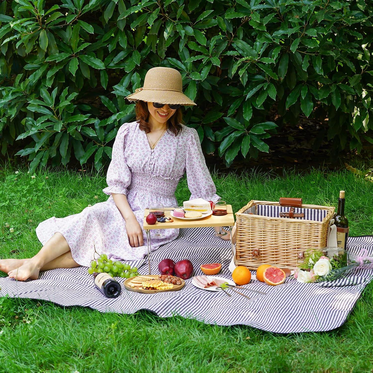 Cesta de Picnic WILLOW WEAVE para 2 con Mesa Desmontable