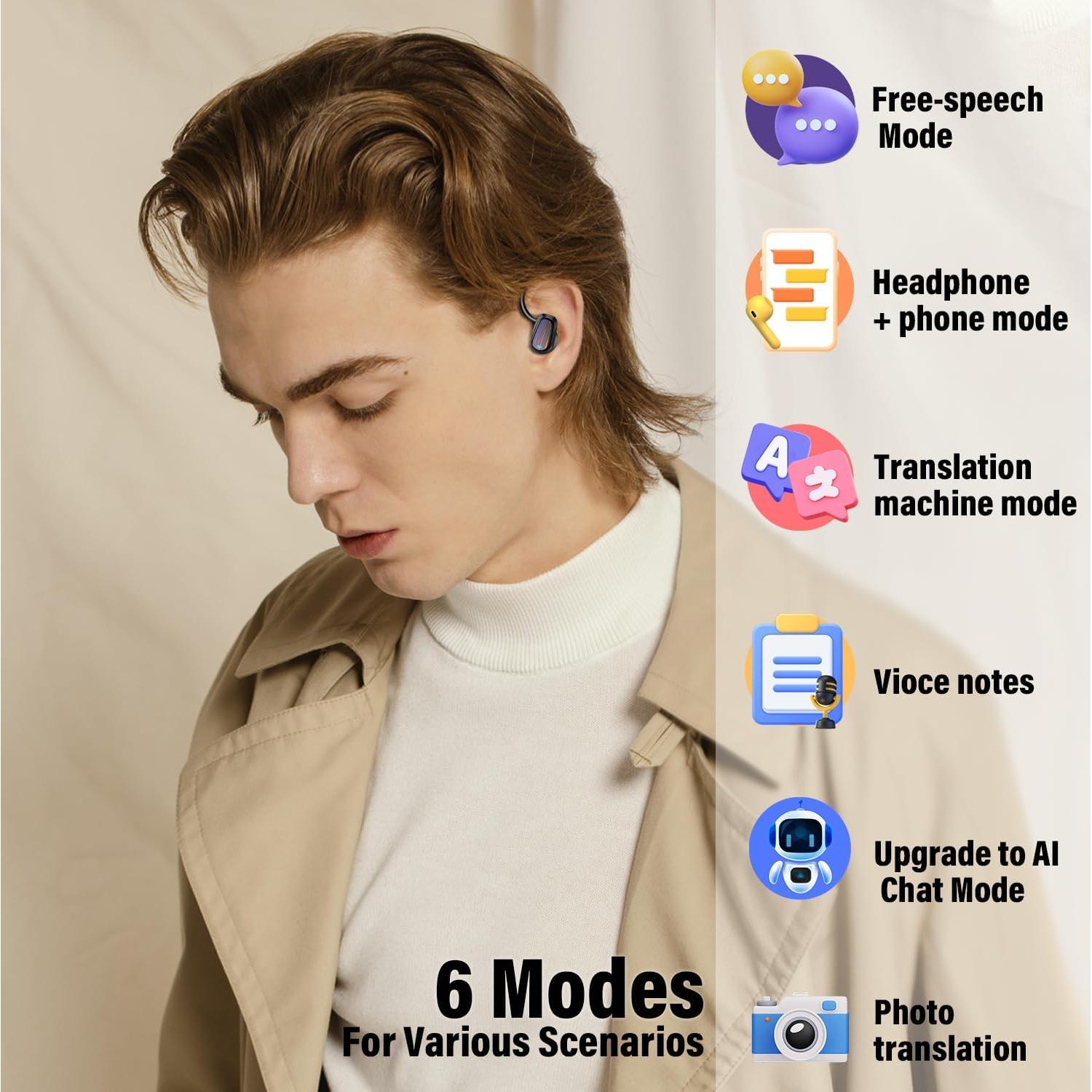 Auriculares Traductores OYIB S75 Bluetooth 5.4 50H 164 Idiomas