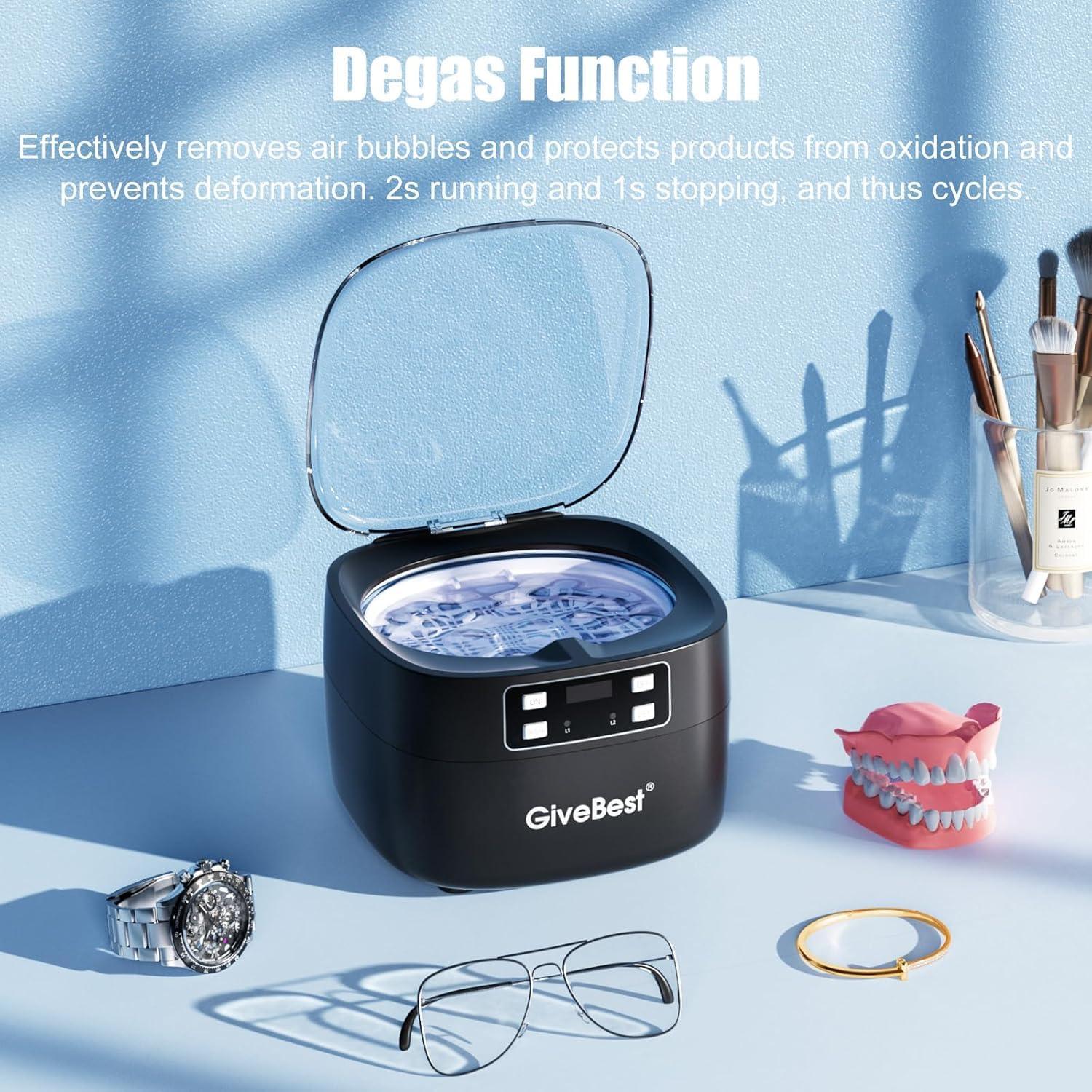 Limpiador Ultrasónico de Joyas GiveBest 750ml 43kHz Negro