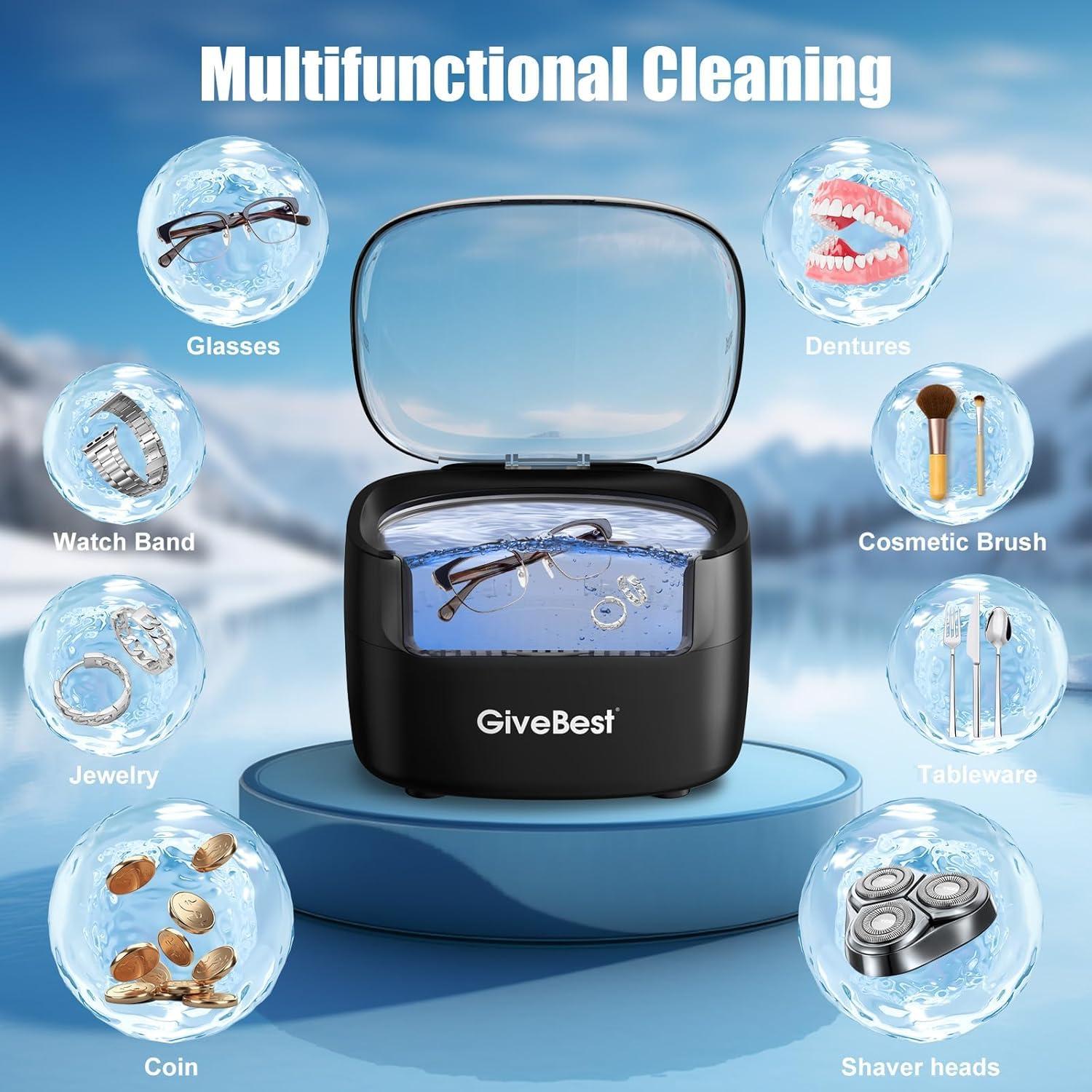 Limpiador Ultrasónico de Joyas GiveBest 750ml 43kHz Negro