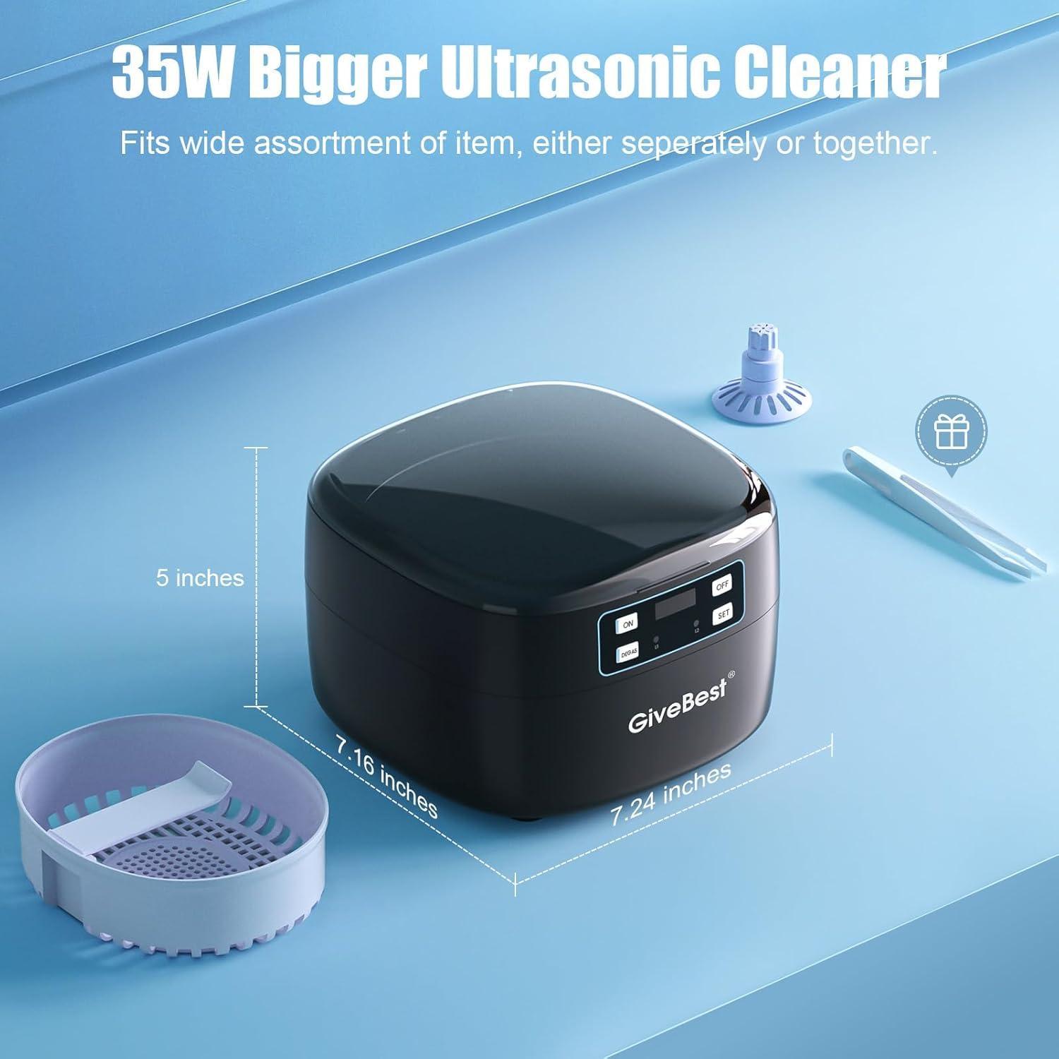 Limpiador Ultrasónico de Joyas GiveBest 750ml 43kHz Negro