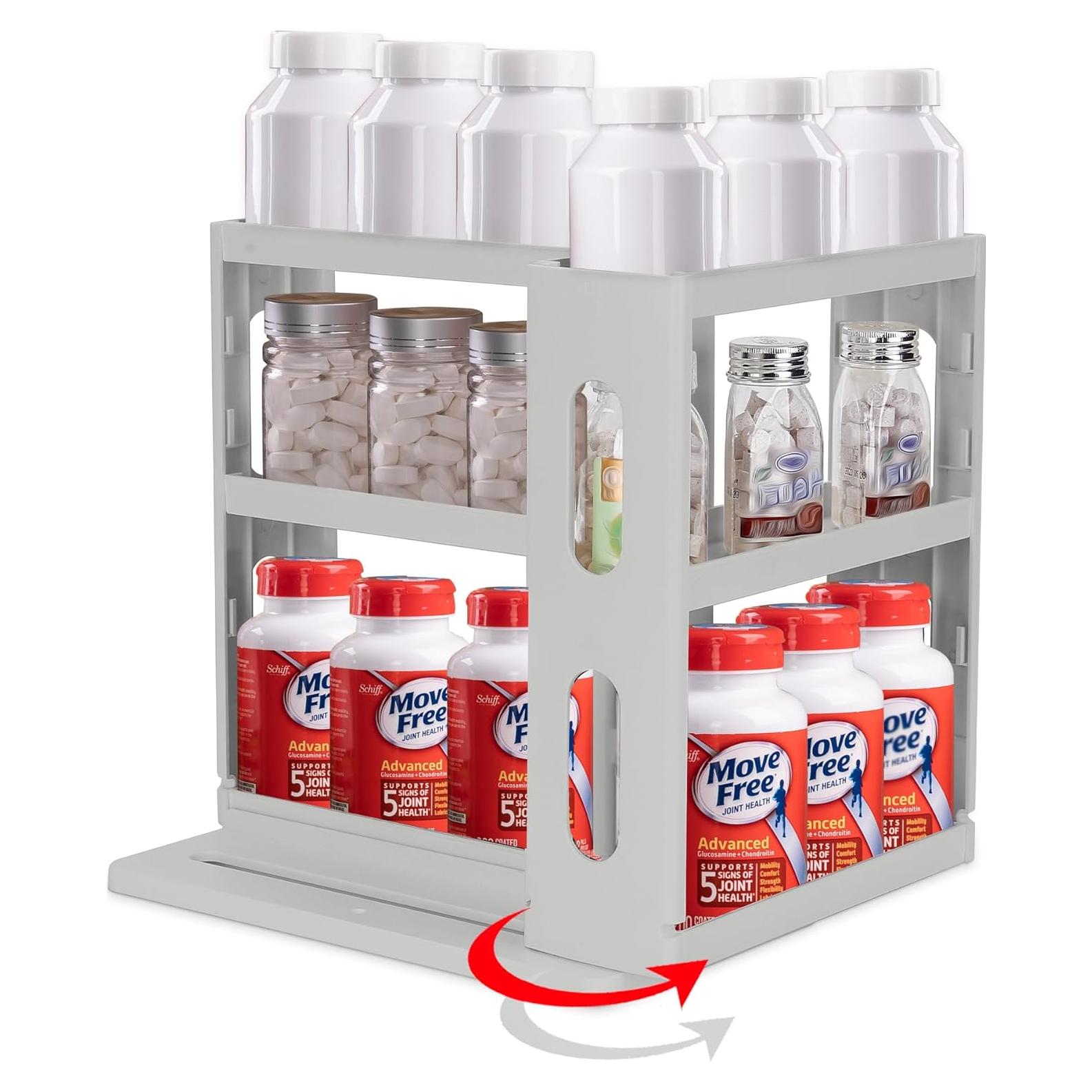 Organizador de Medicamentos Dutiplus 2 Estantes Ajustables Gris