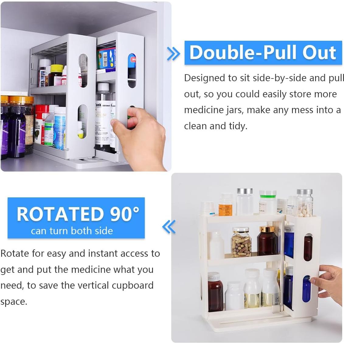 Organizador de Medicamentos Dutiplus 2 Estantes Ajustables Gris