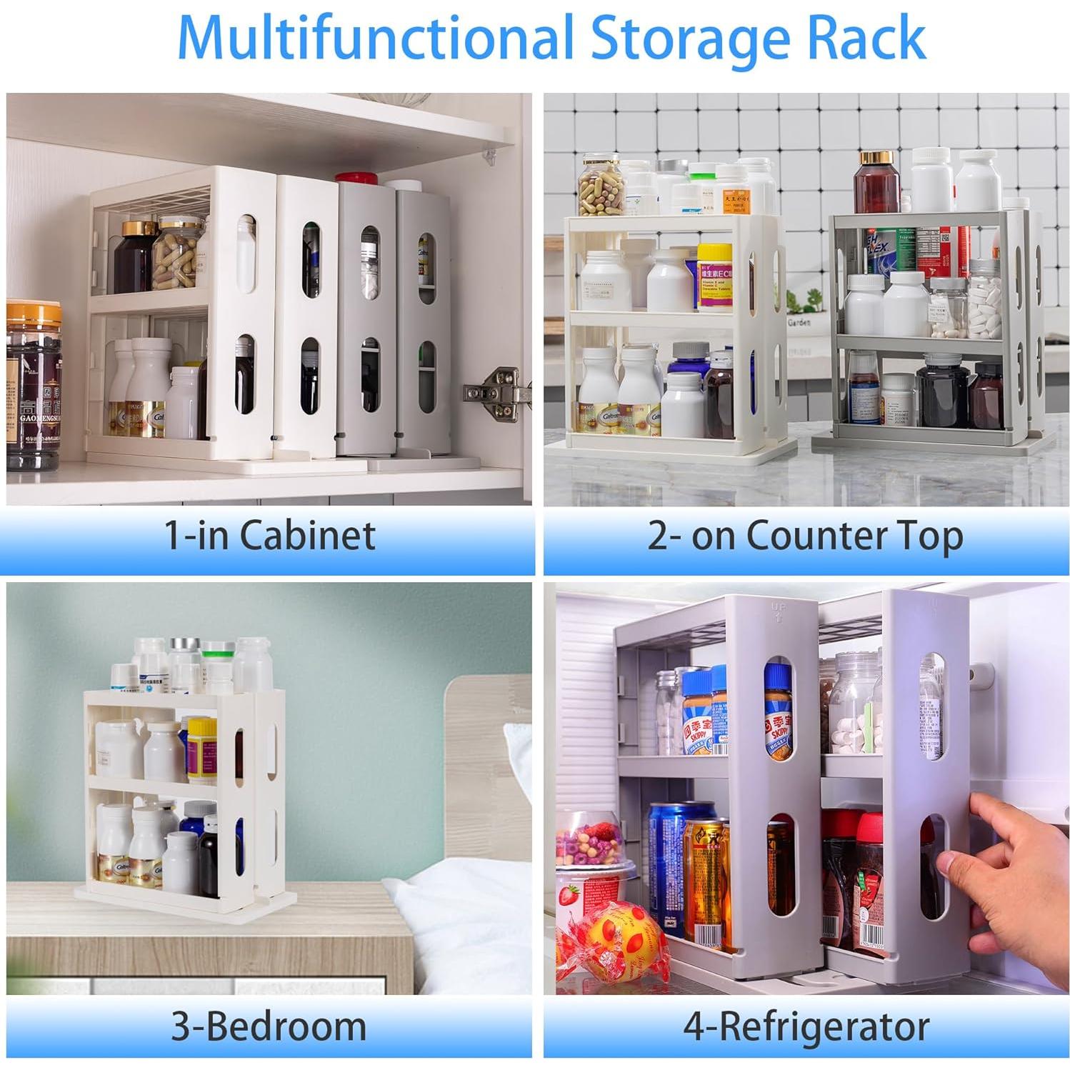 Organizador de Medicamentos Dutiplus 2 Estantes Ajustables Gris