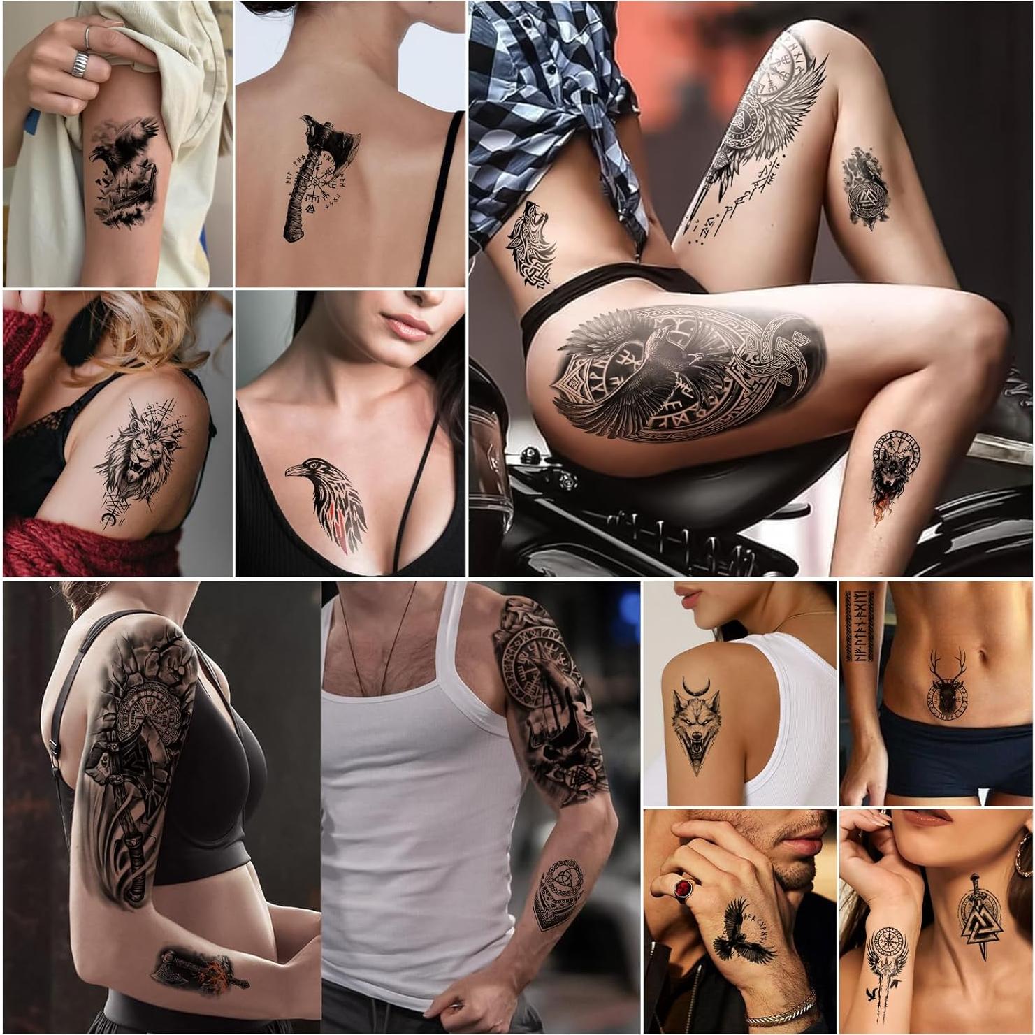 77 Hojas Tatuajes Temporales Atydkug - 17 Grandes y 60 Pequeños