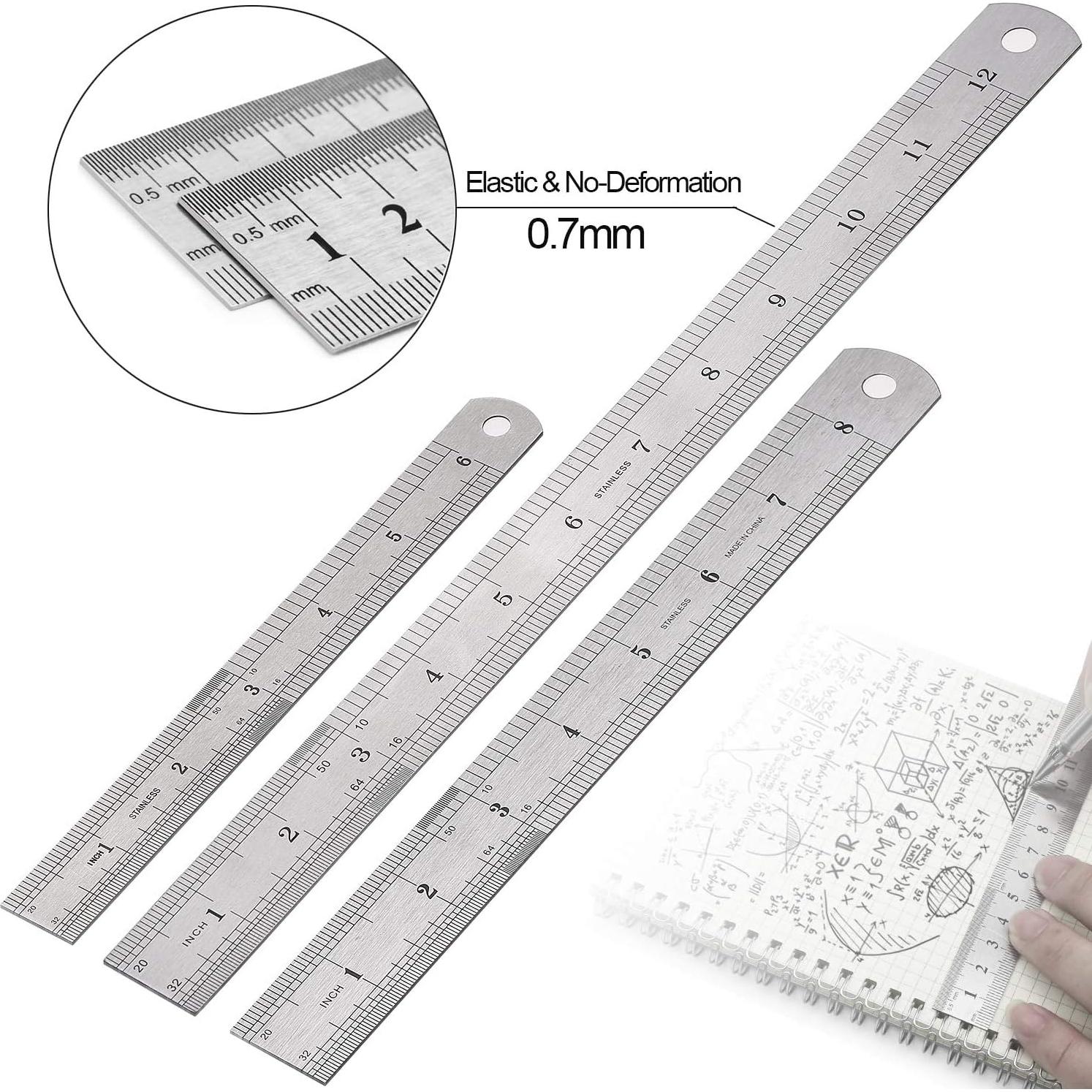 Juego de Reglas de Acero Inoxidable Elisel - 3 Piezas 30/20/15 cm