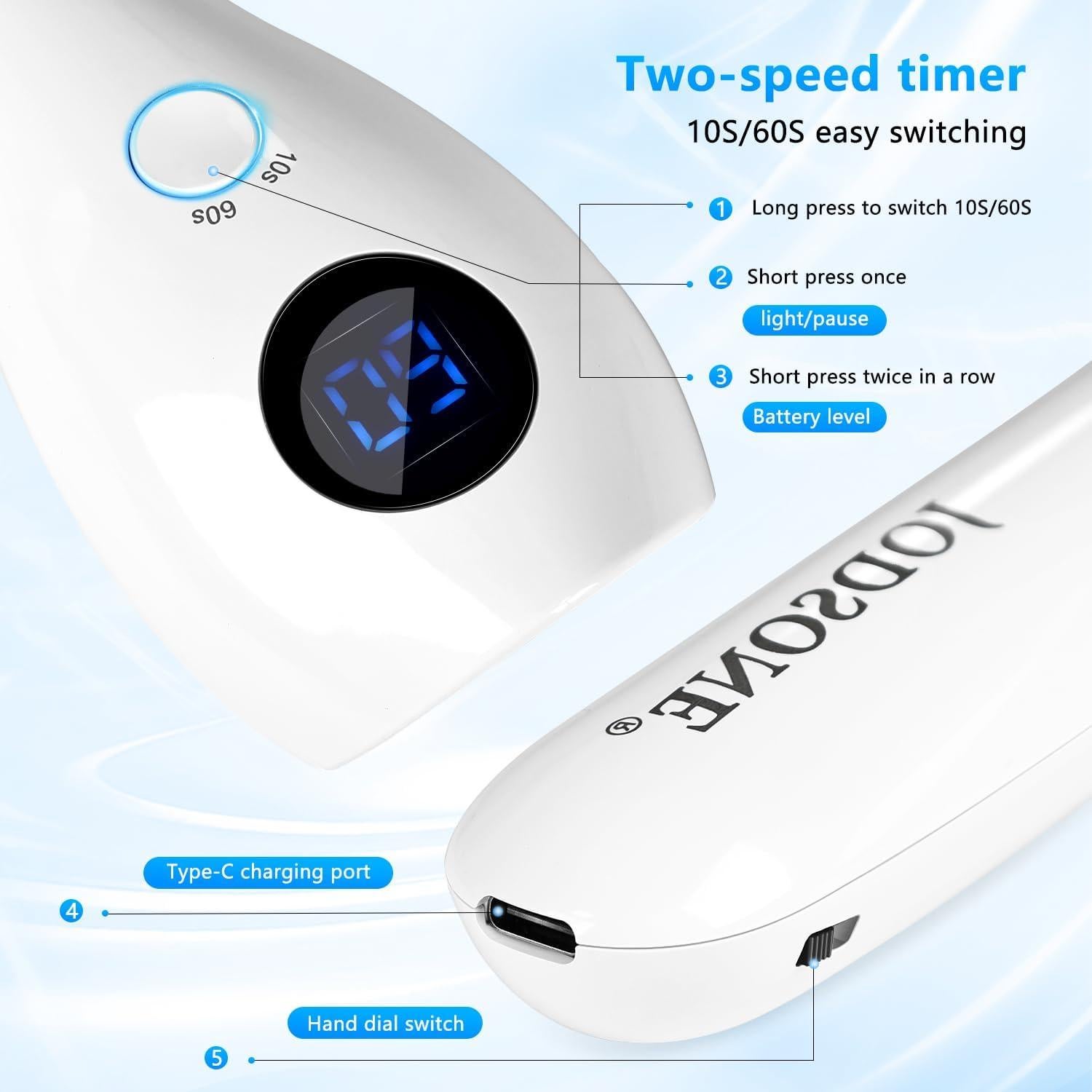 Lámpara UV de Mano JODSONE Recargable con Pantalla LED