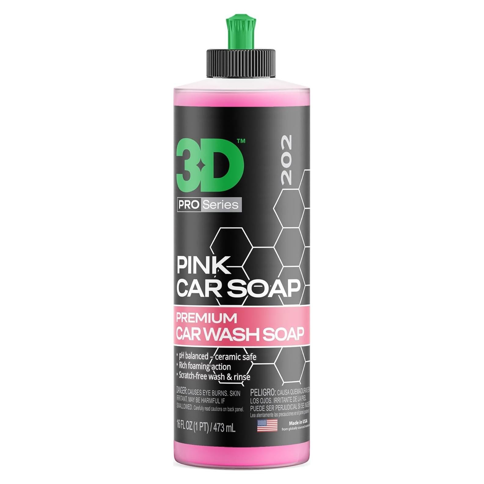 Jabón para Autos 3D Rosa 473 ml - Alta Espuma y Brillo
