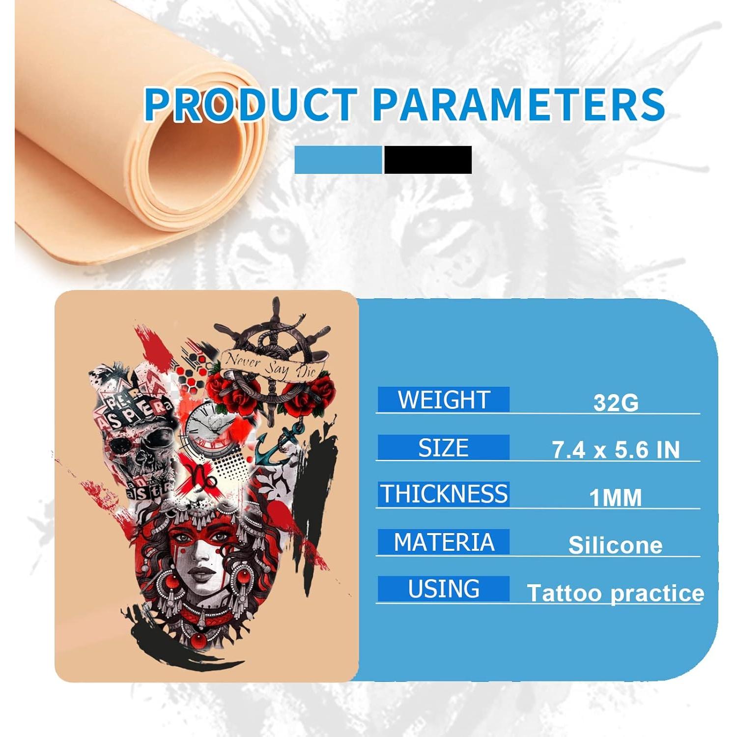 Kit de Práctica de Tatuaje CINRA 20 Piezas Piel y Papel