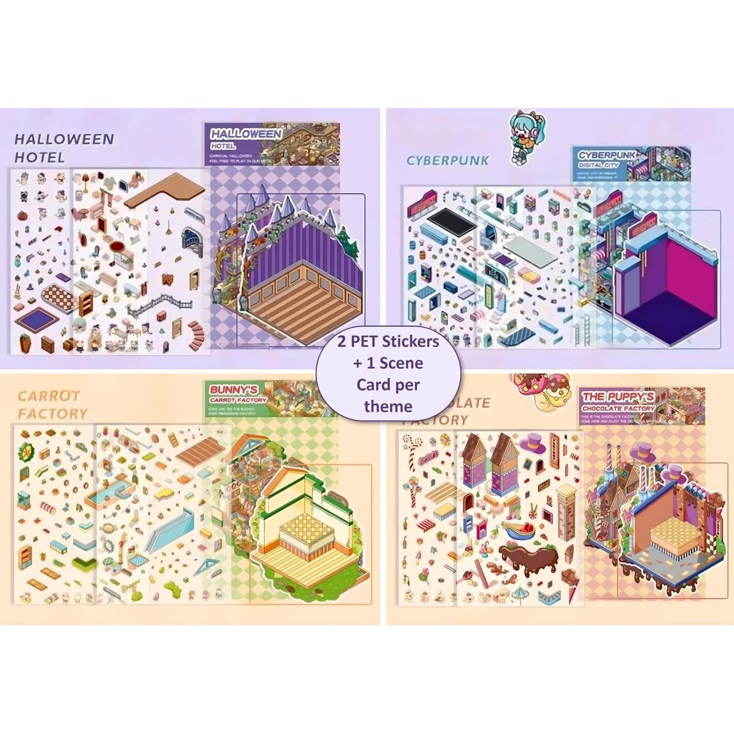 Stickers 3D Halloween Genérico - 4 Conjuntos DIY Grande