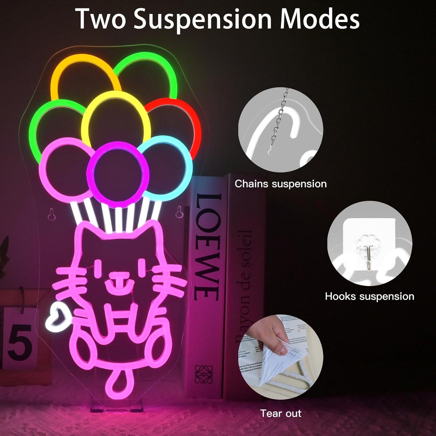 Luz de Neón LED Gato de Pelota 22x42 cm Decoración