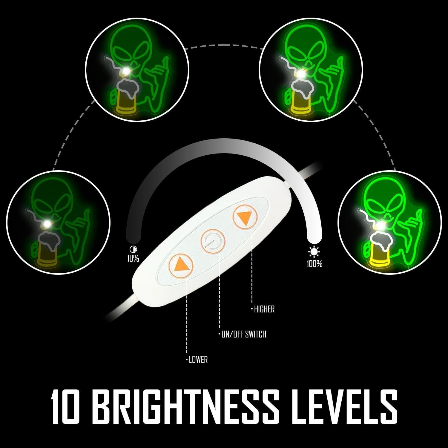 Letrero de Neón Alienígena Verde Dimmable Geeinar 30x10 cm