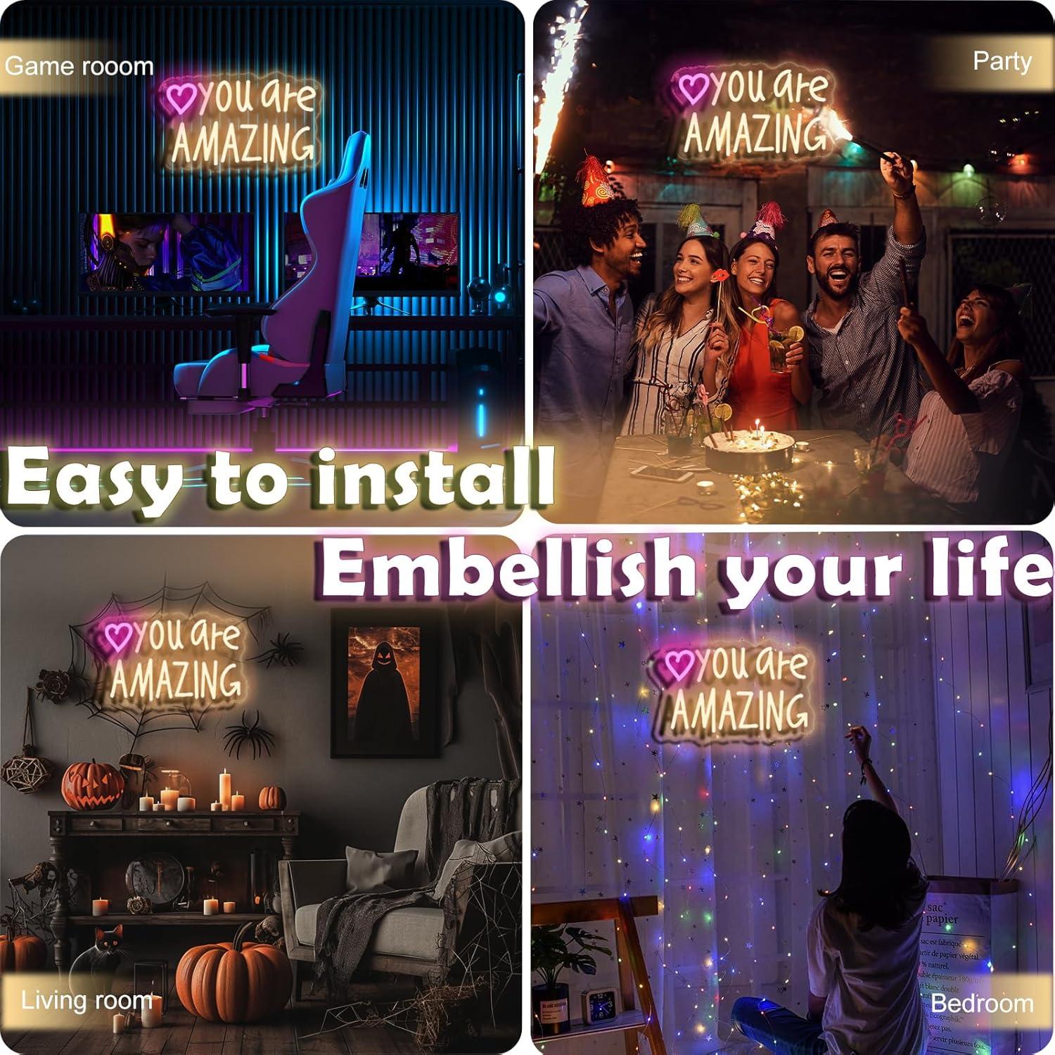 Letrero de Neón LED Rosa Eres Increíble 34.8x21.3cm